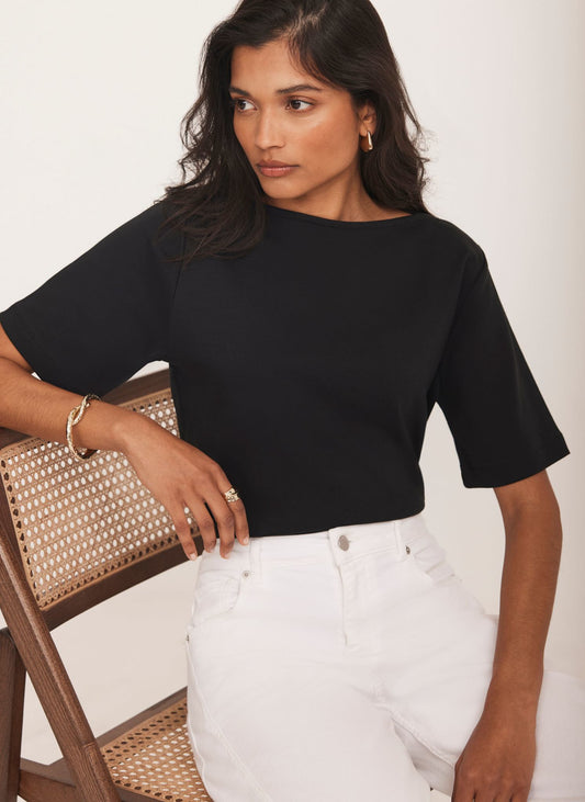Black Slash Neck T Shirt