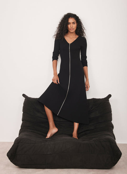 Black Ribbed Knit Maxi Dress