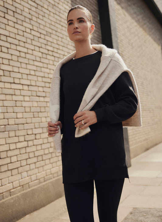 Black Zip Longline Sweatshirt
