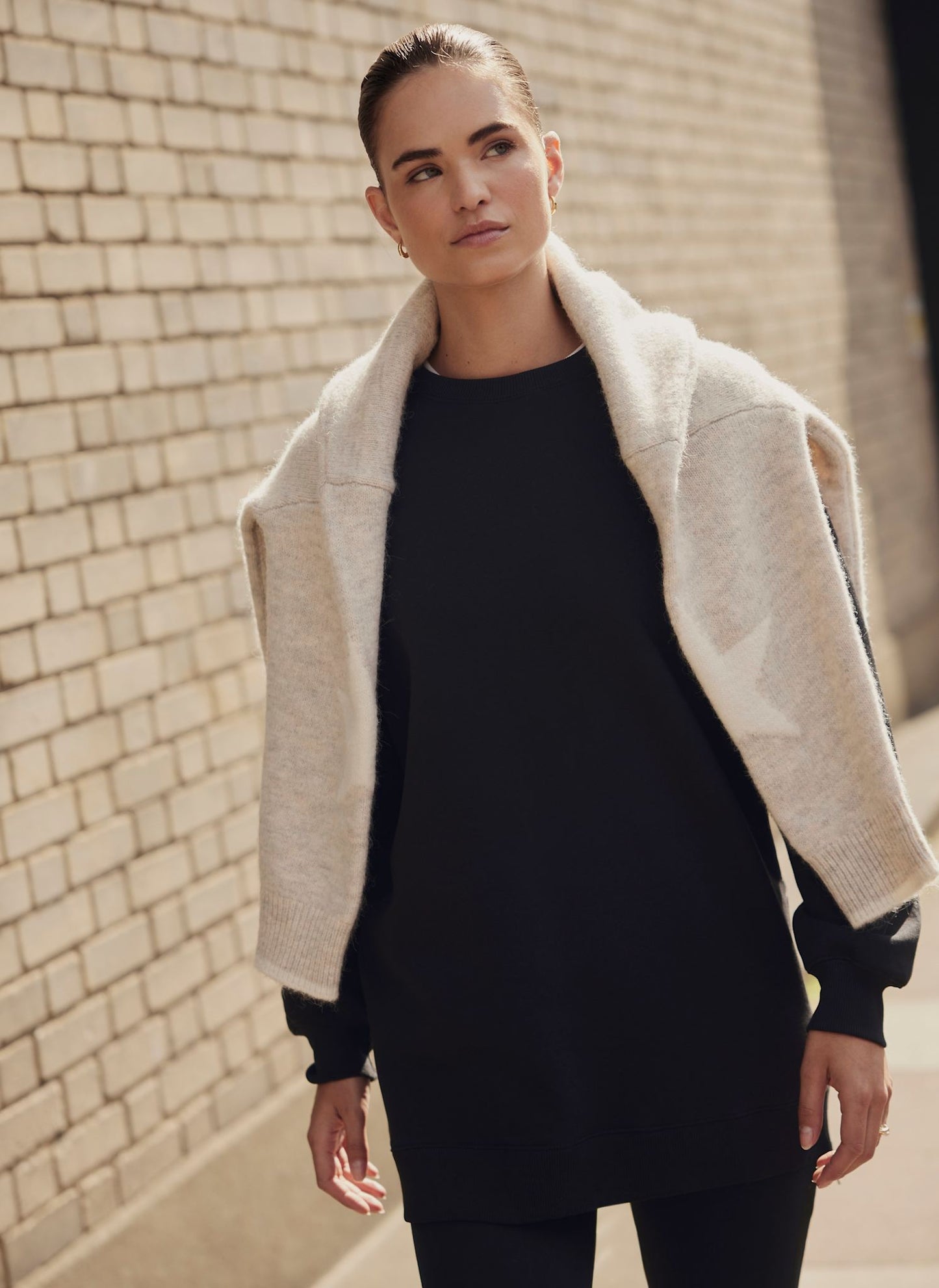 Black Zip Longline Sweatshirt
