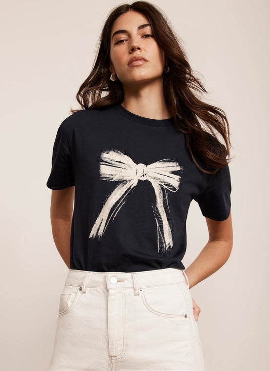 Navy Graphic Bow T-Shirt