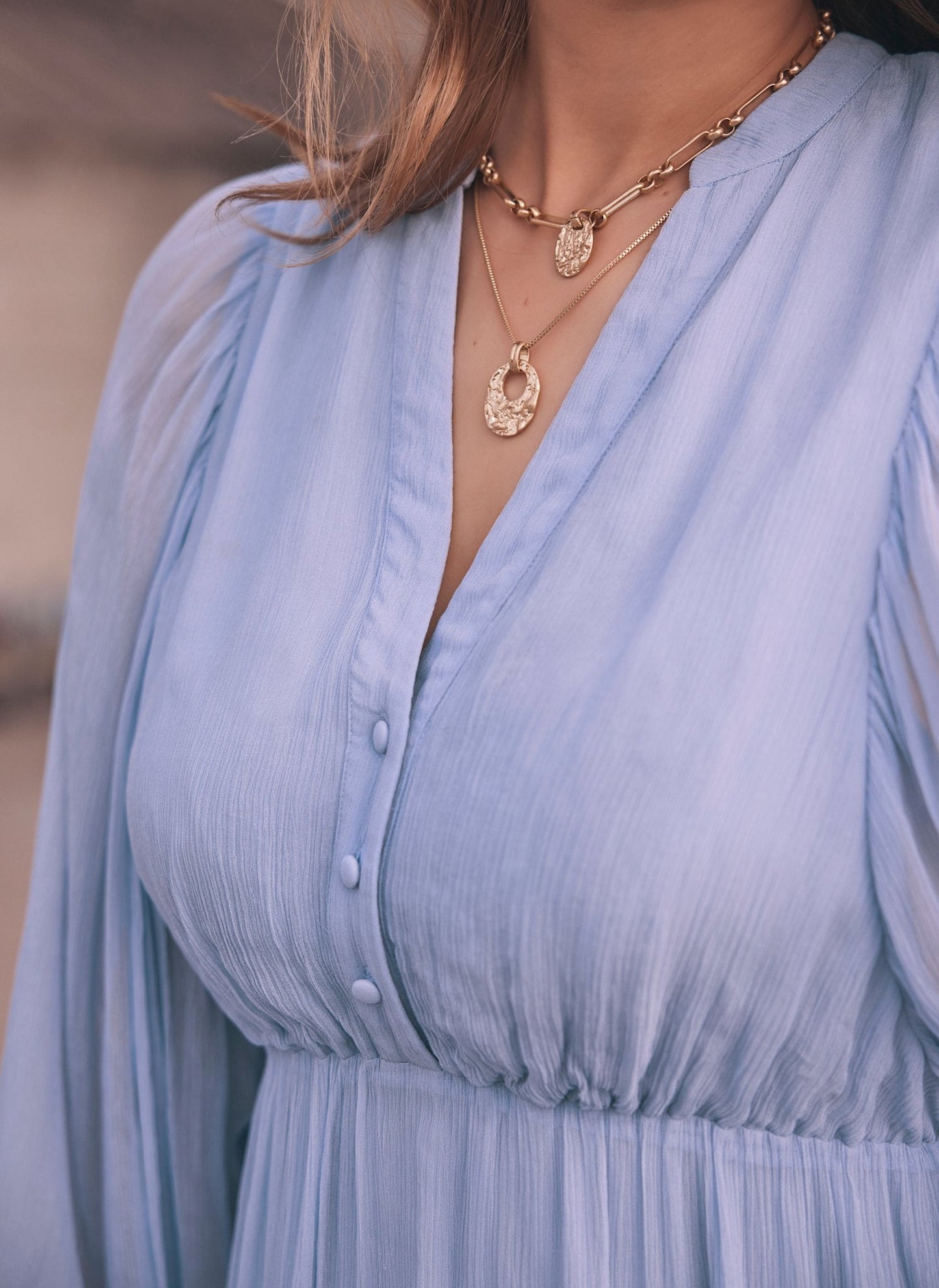 Blue Ruffle Boho Mini Dress