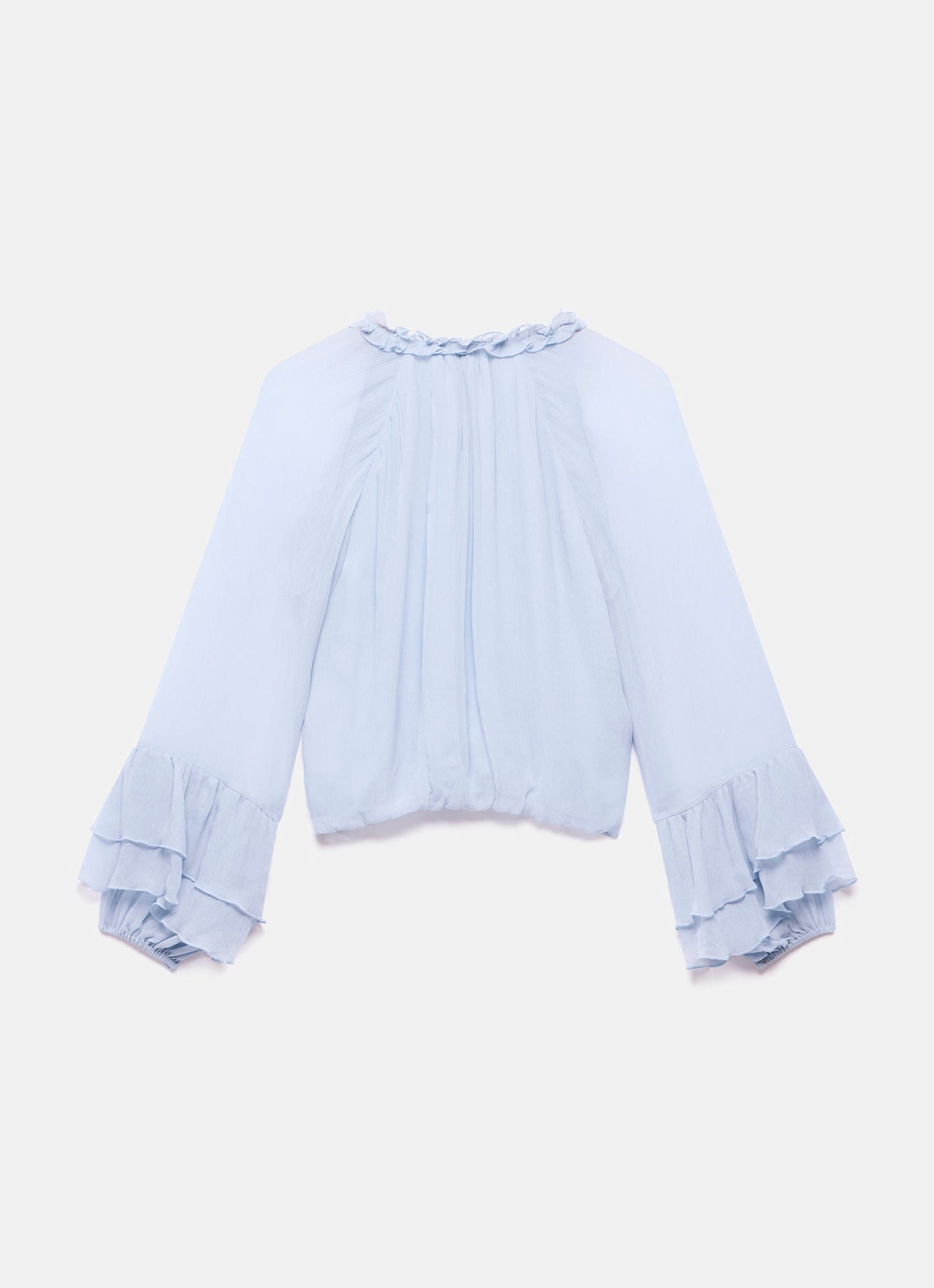 Blue Ruffle Detail Blouse
