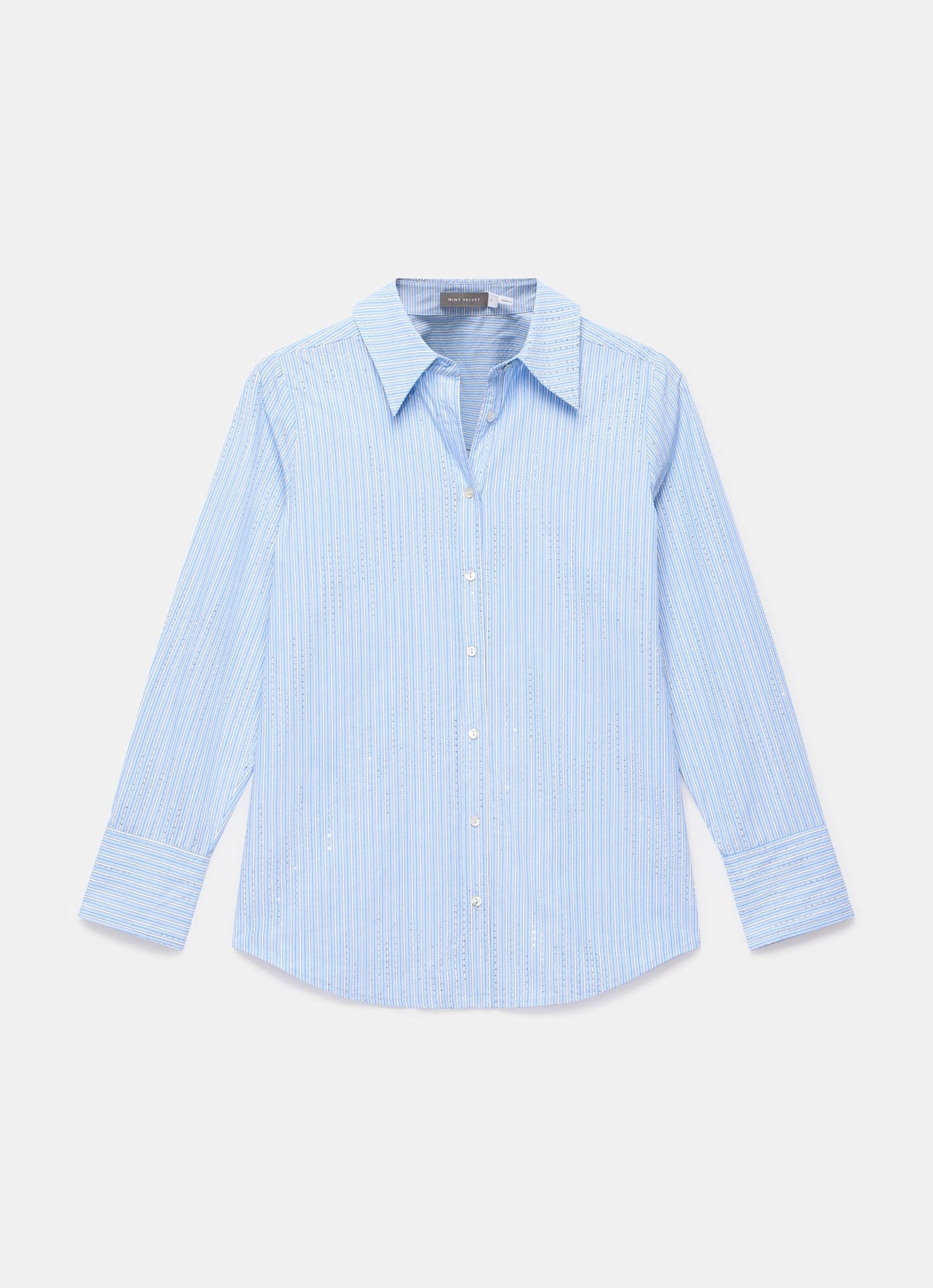 Blue Striped Diamante Detail Shirt