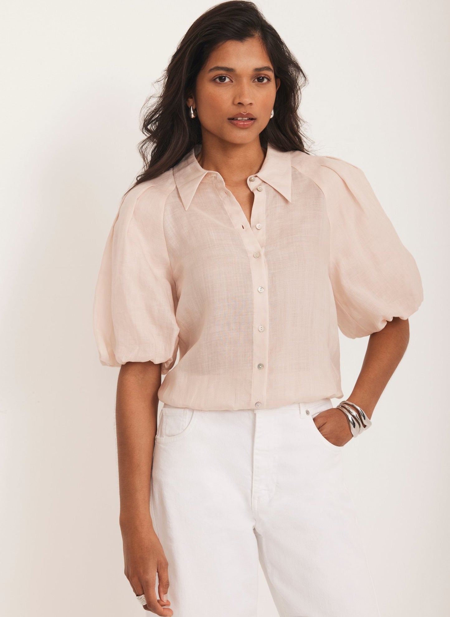 Pink Puff Sleeve Shirt