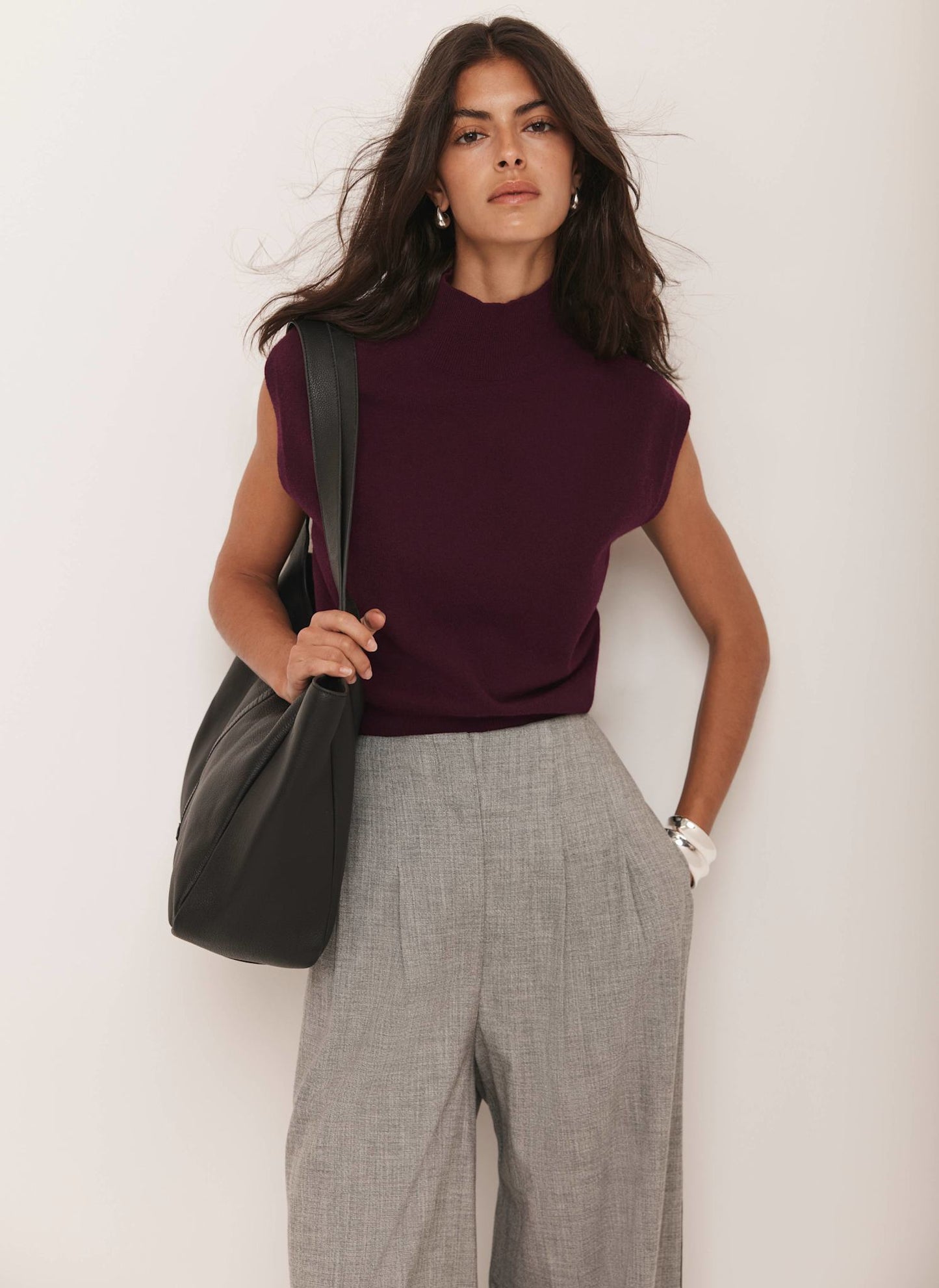 Burgundy Sleeveless Knit Top