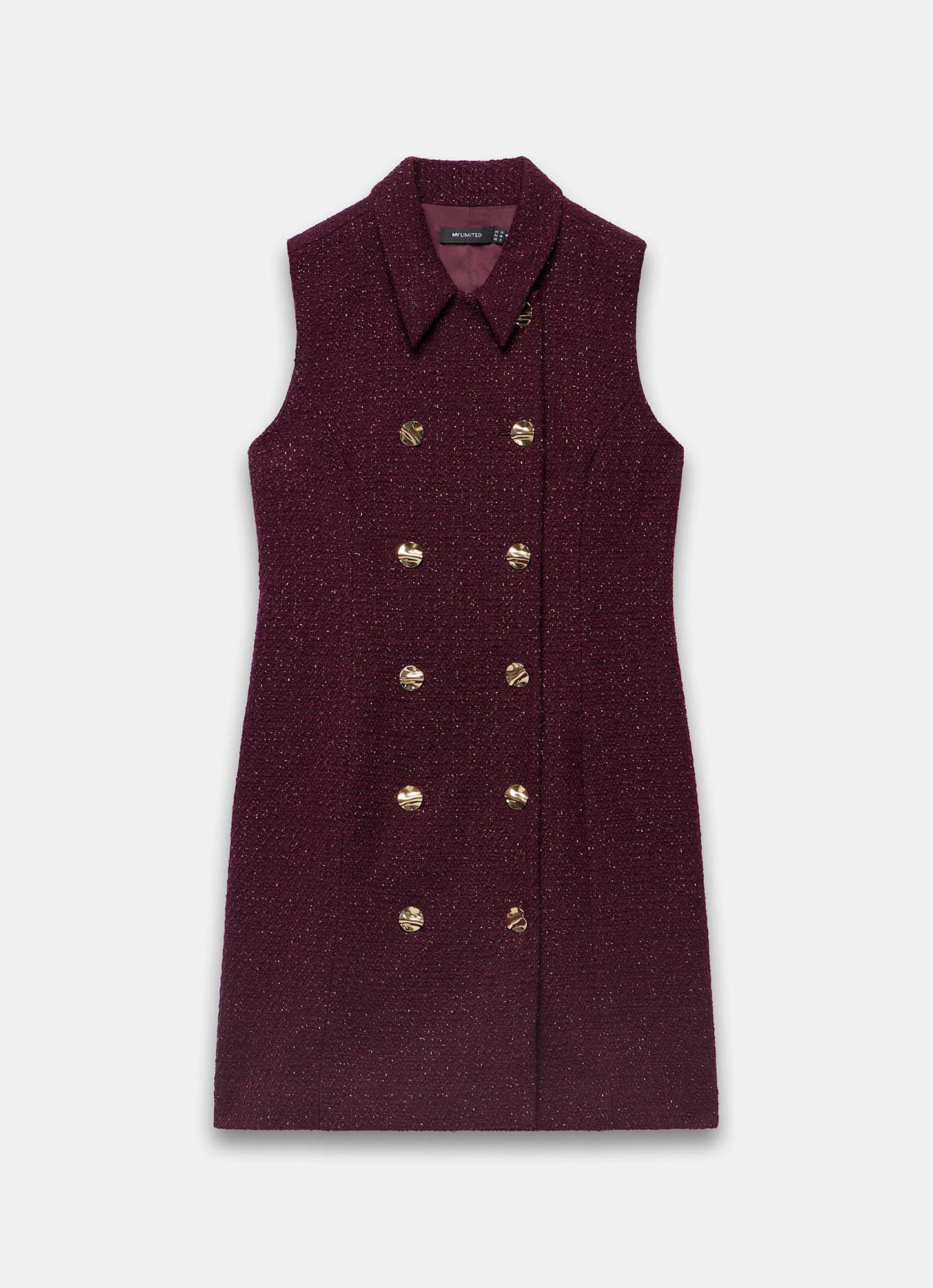Burgundy Boucle Mini Shift Dress