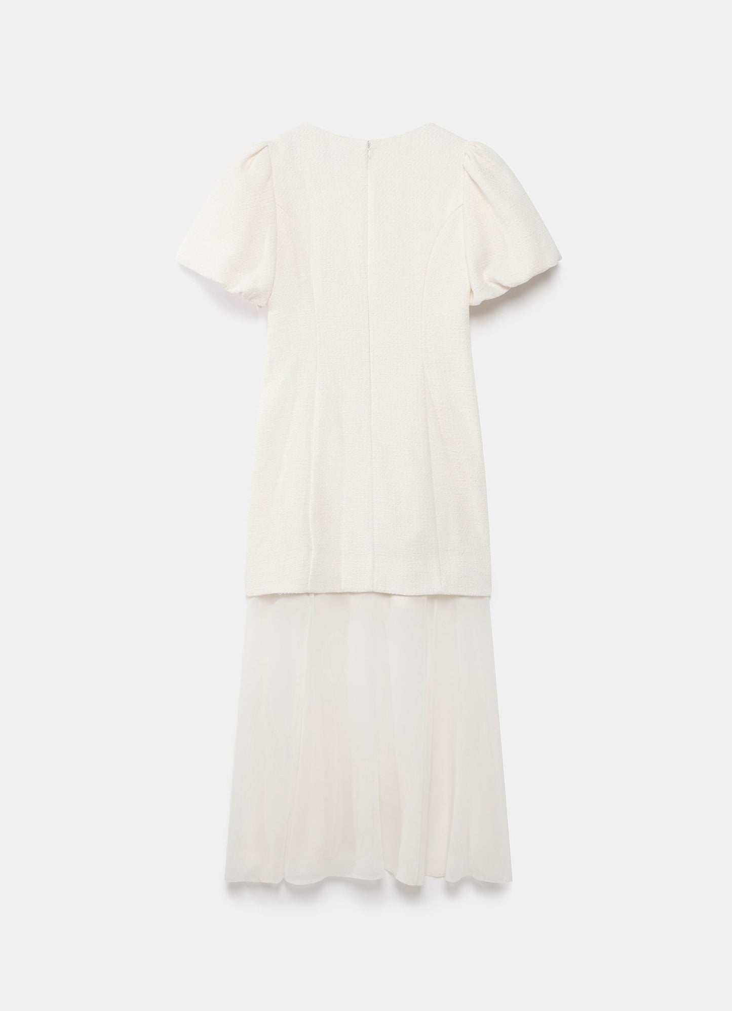 Cream Boucle Sheer Hem Maxi Dress