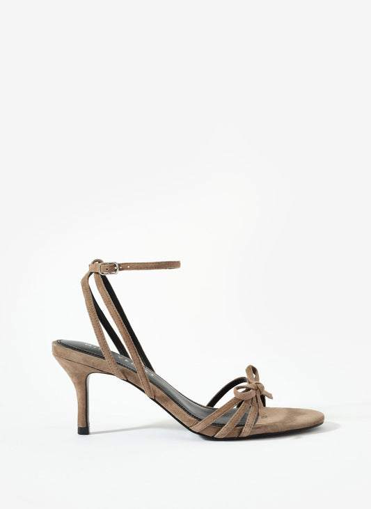 Bridie Taupe Suede Strappy Bow Heels
