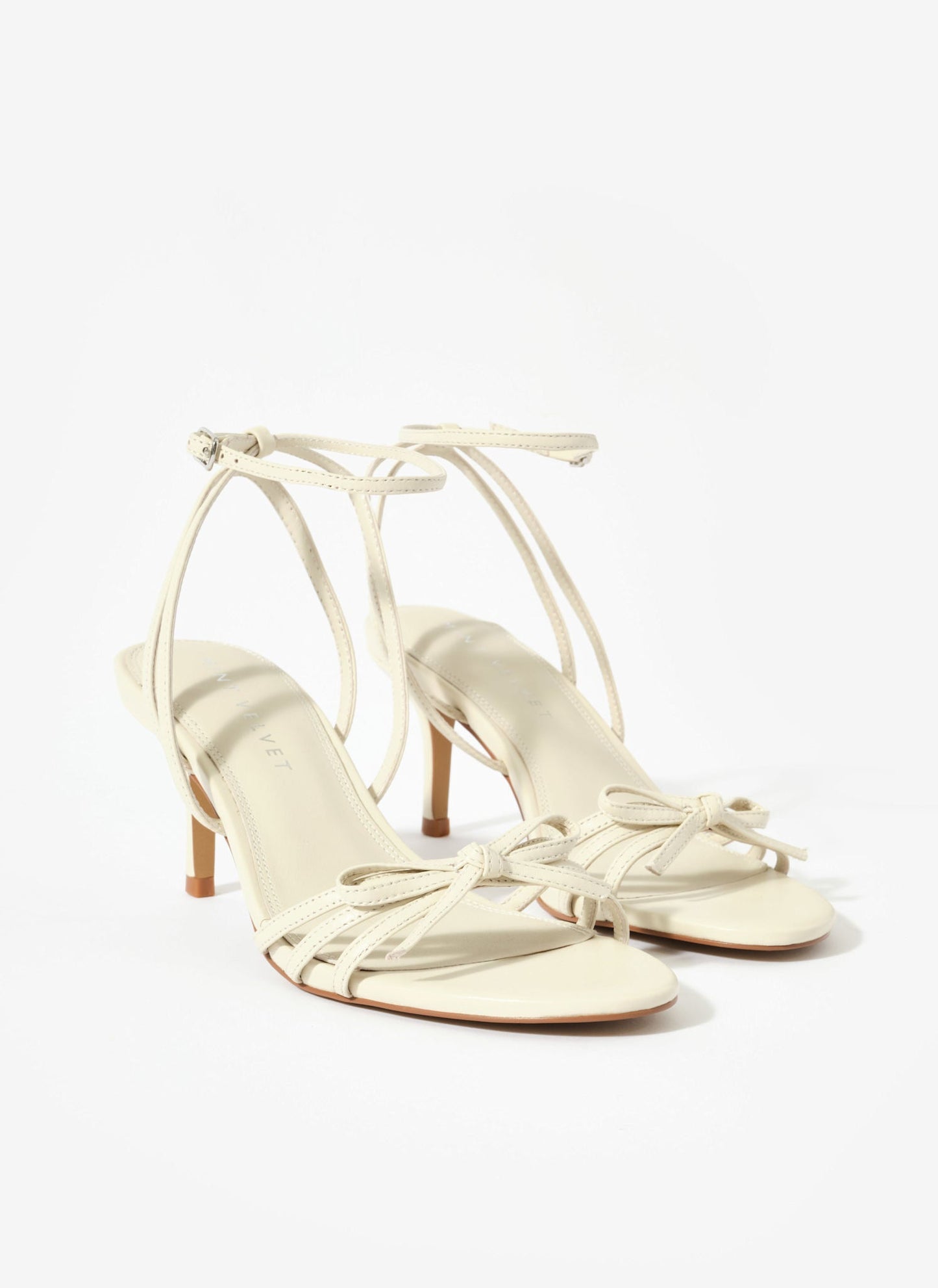 Bridie Cream Leather Strappy Bow Heels