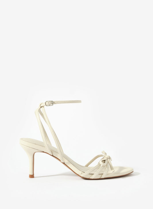 Bridie Cream Leather Strappy Bow Heels