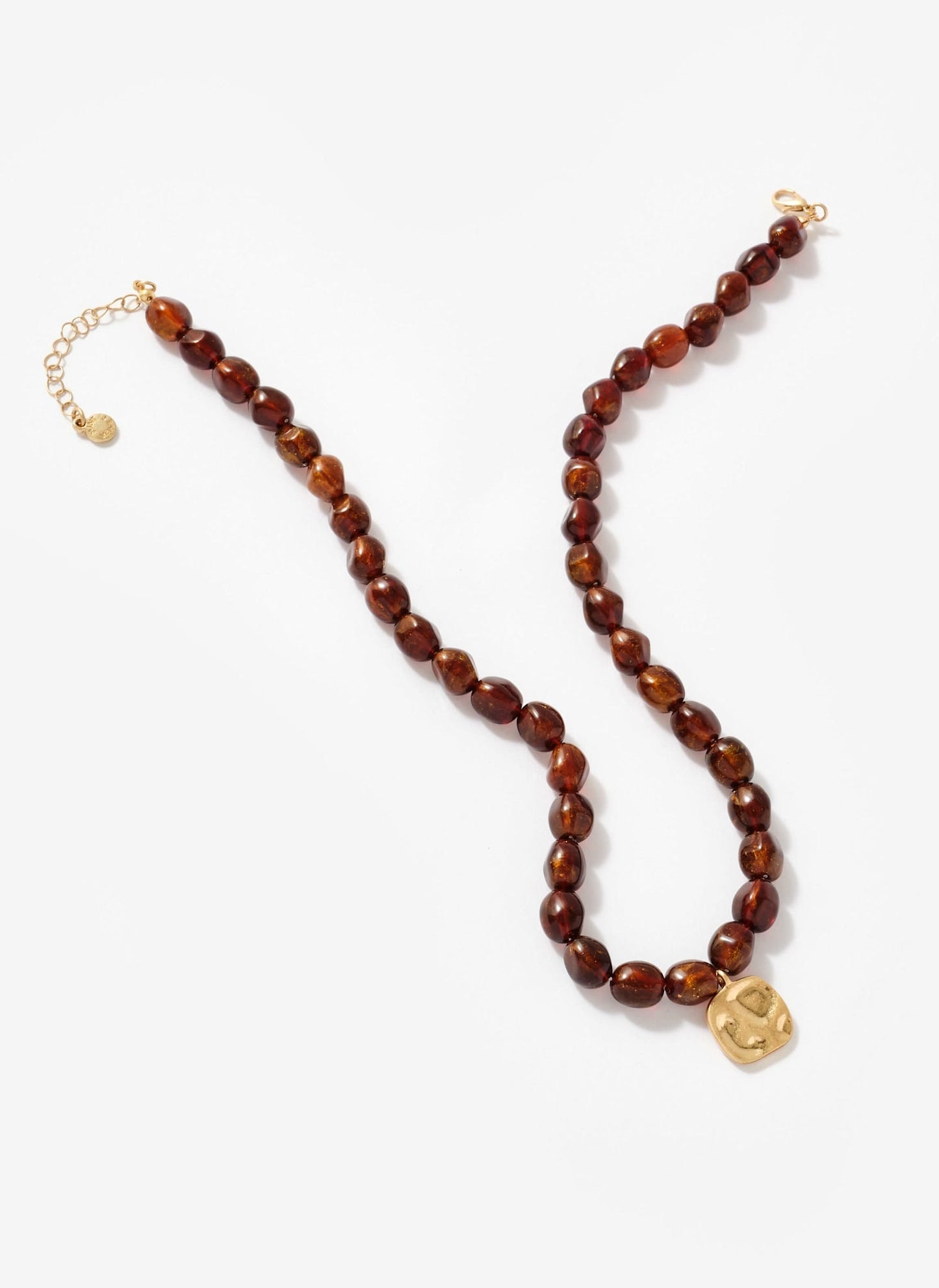 Brown Beaded Charm Necklace