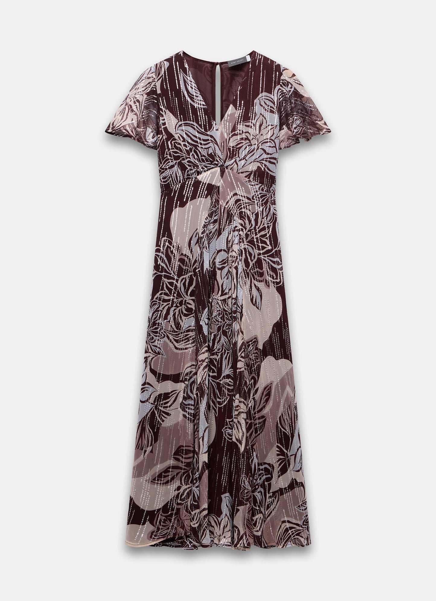 Brown Floral Print Maxi Dress