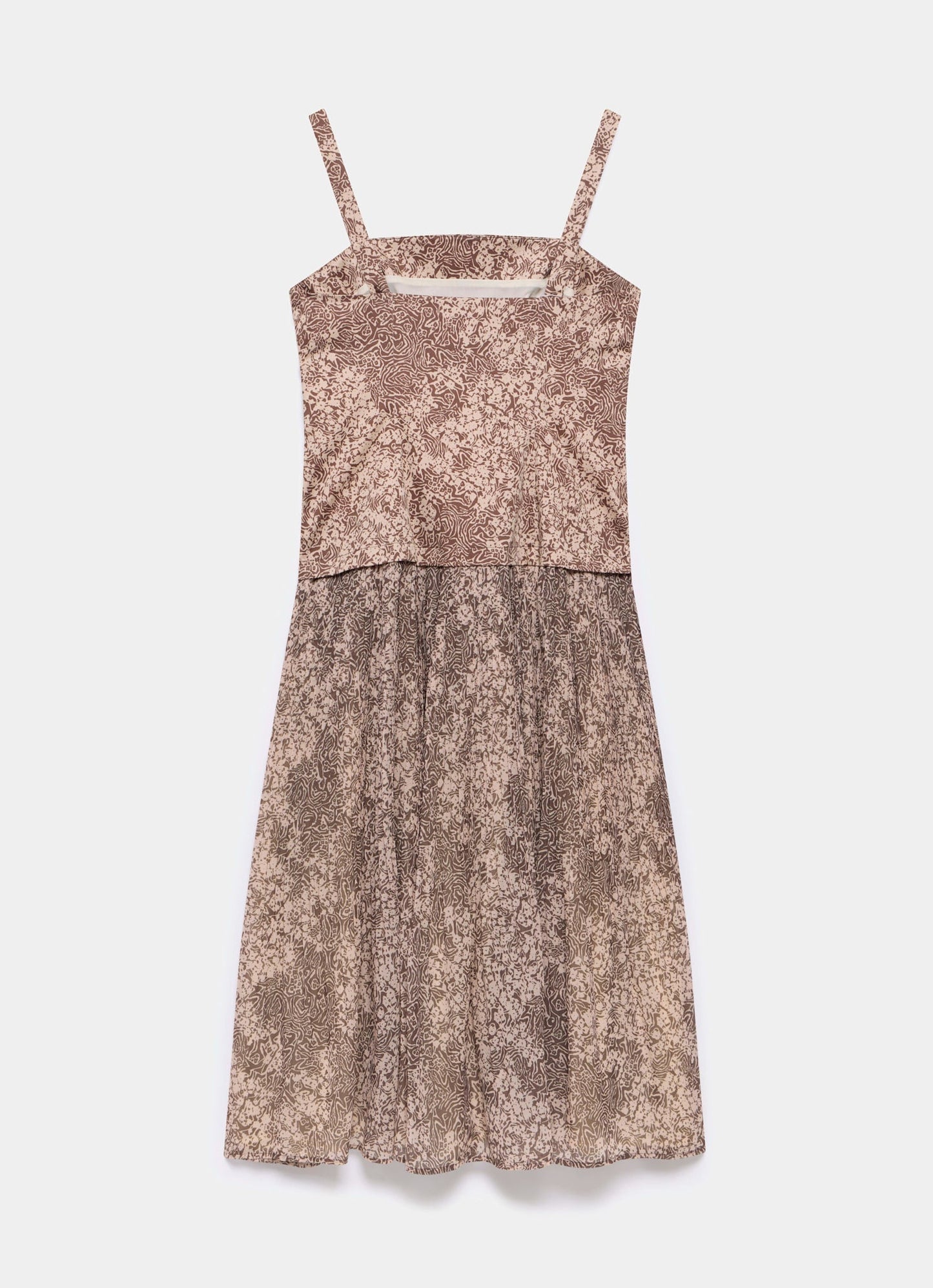 Brown Floral Print Midi Dress