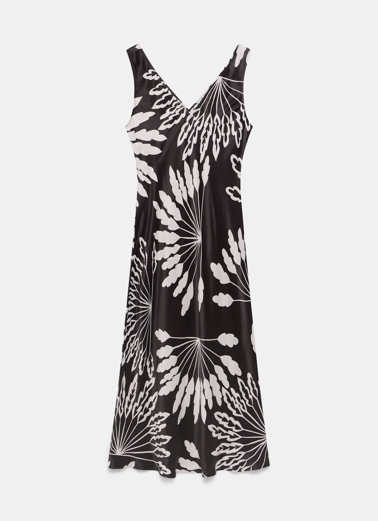 Brown Palm Print Midi Dress