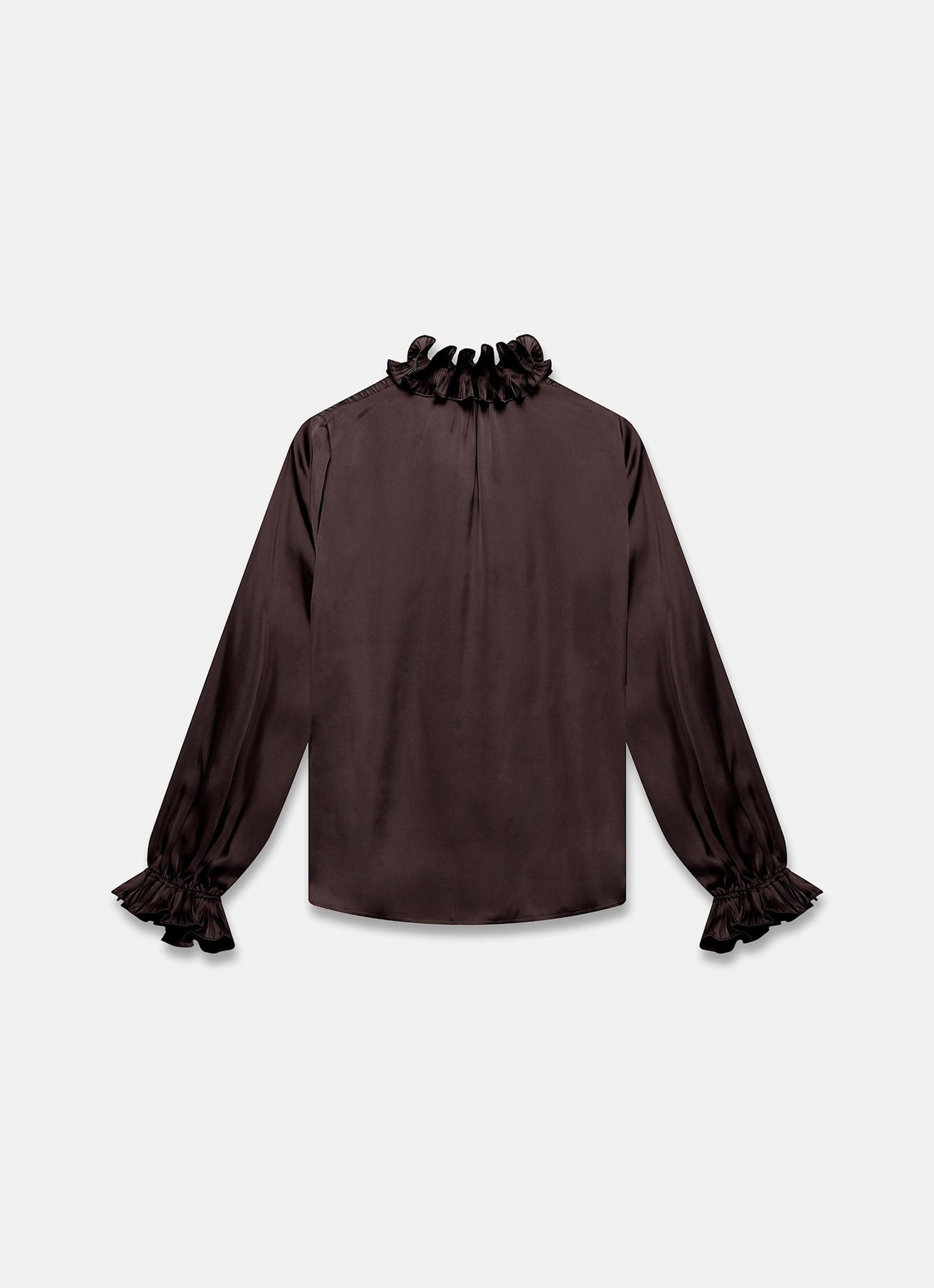 Brown Ruffle Satin Blouse