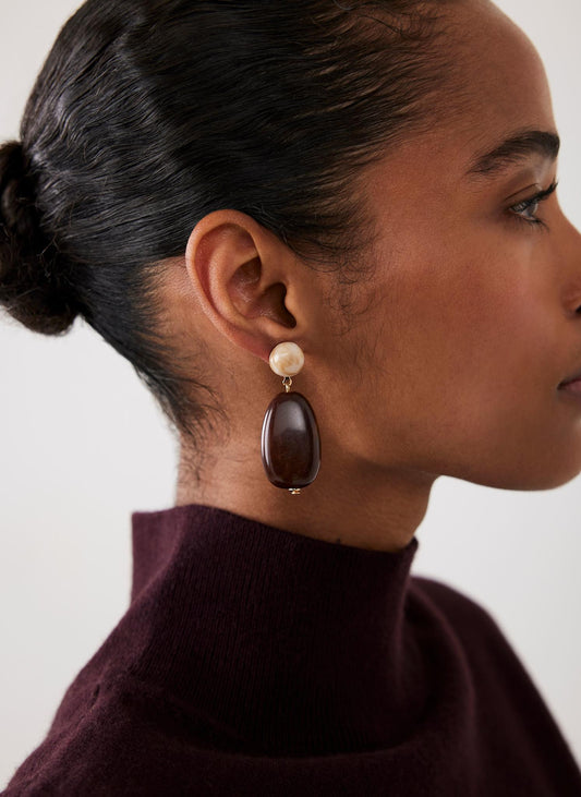 Brown Resin Drop Earrings