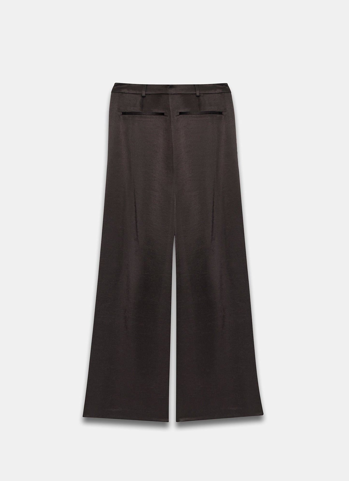 Brown Satin Side Pleat Wide Trousers