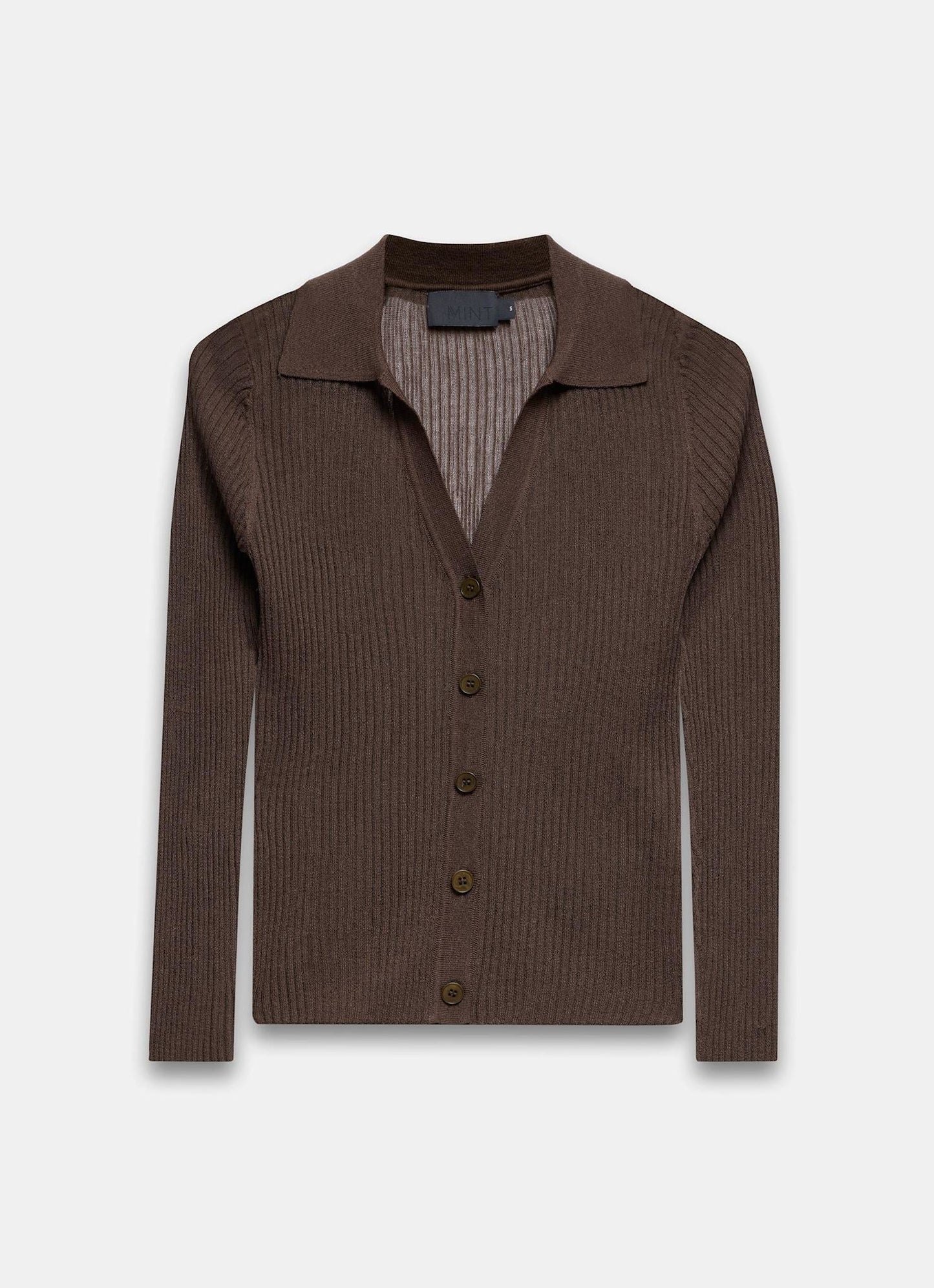 Brown Sheer Collar Knit Shirt