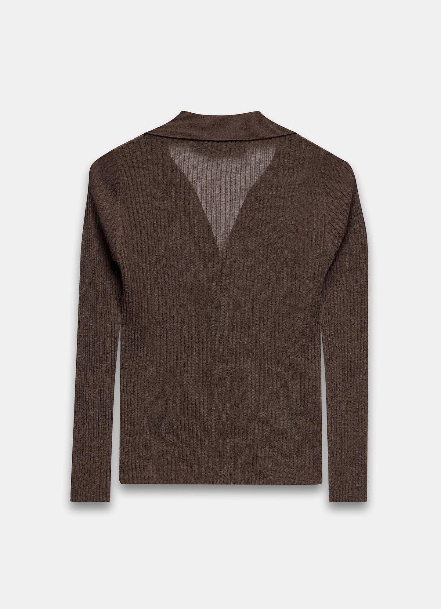 Brown Sheer Collar Knit Shirt