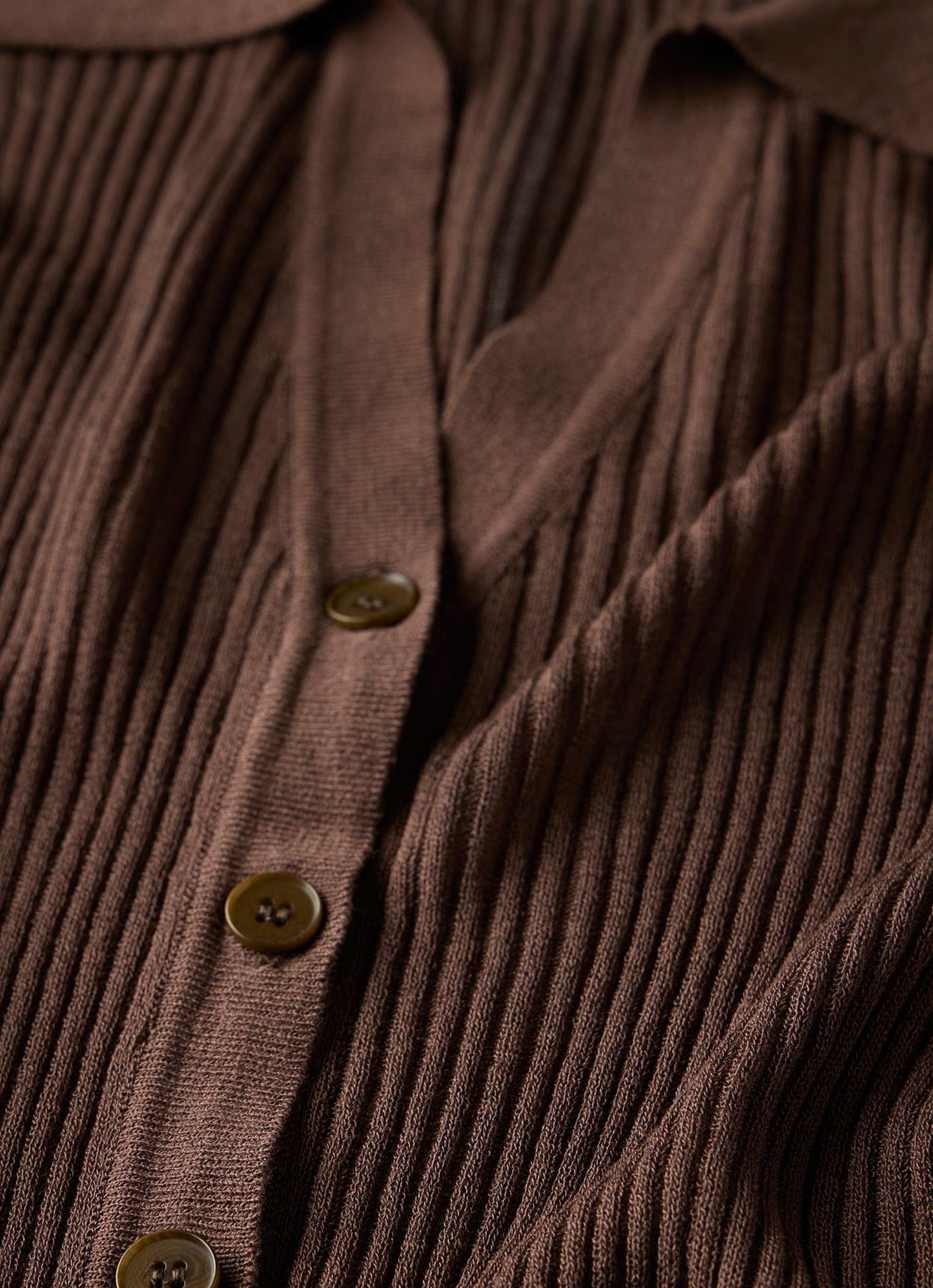 Brown Sheer Collar Knit Shirt