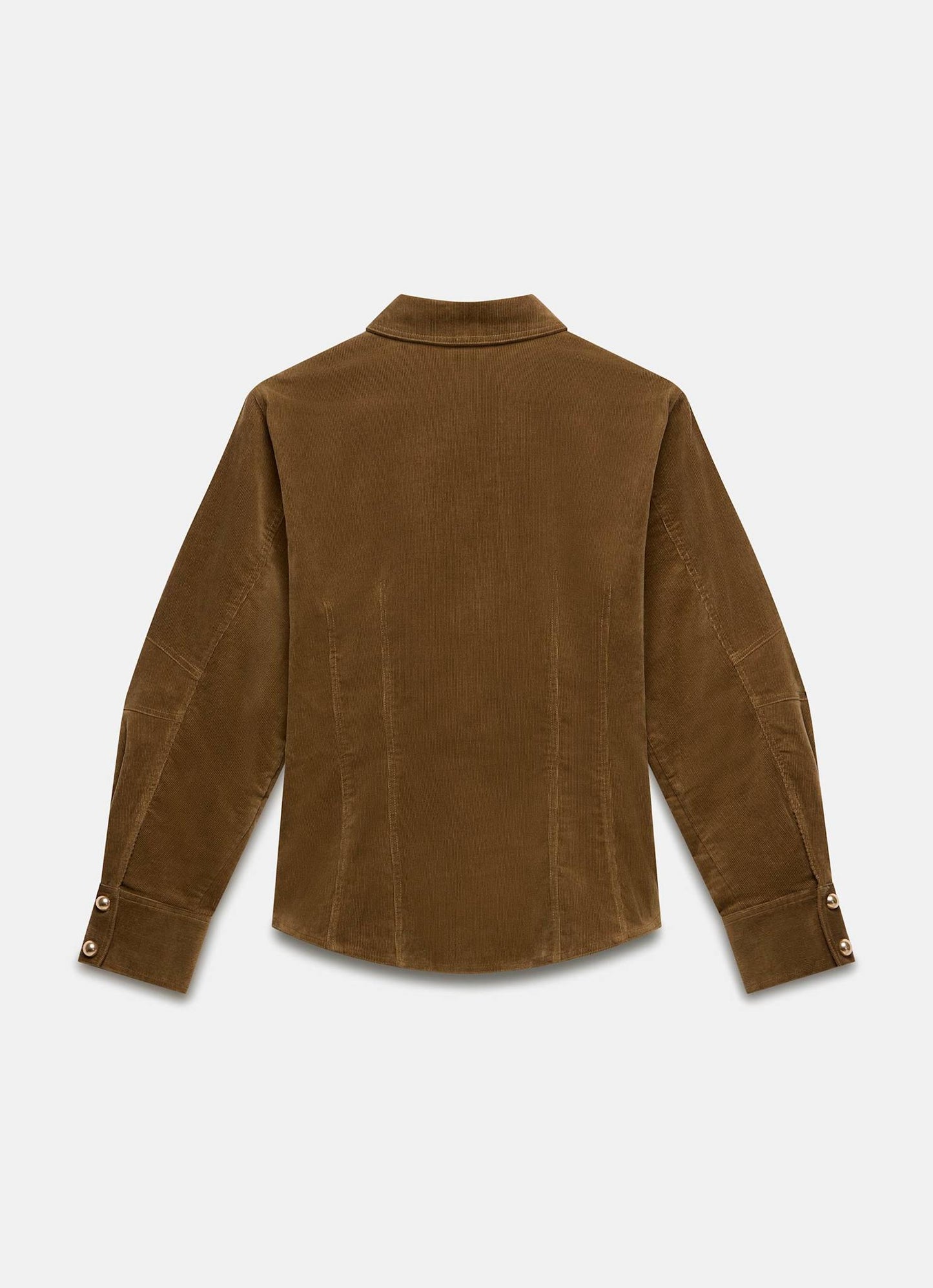 Brown Fitted Corduroy Shirt