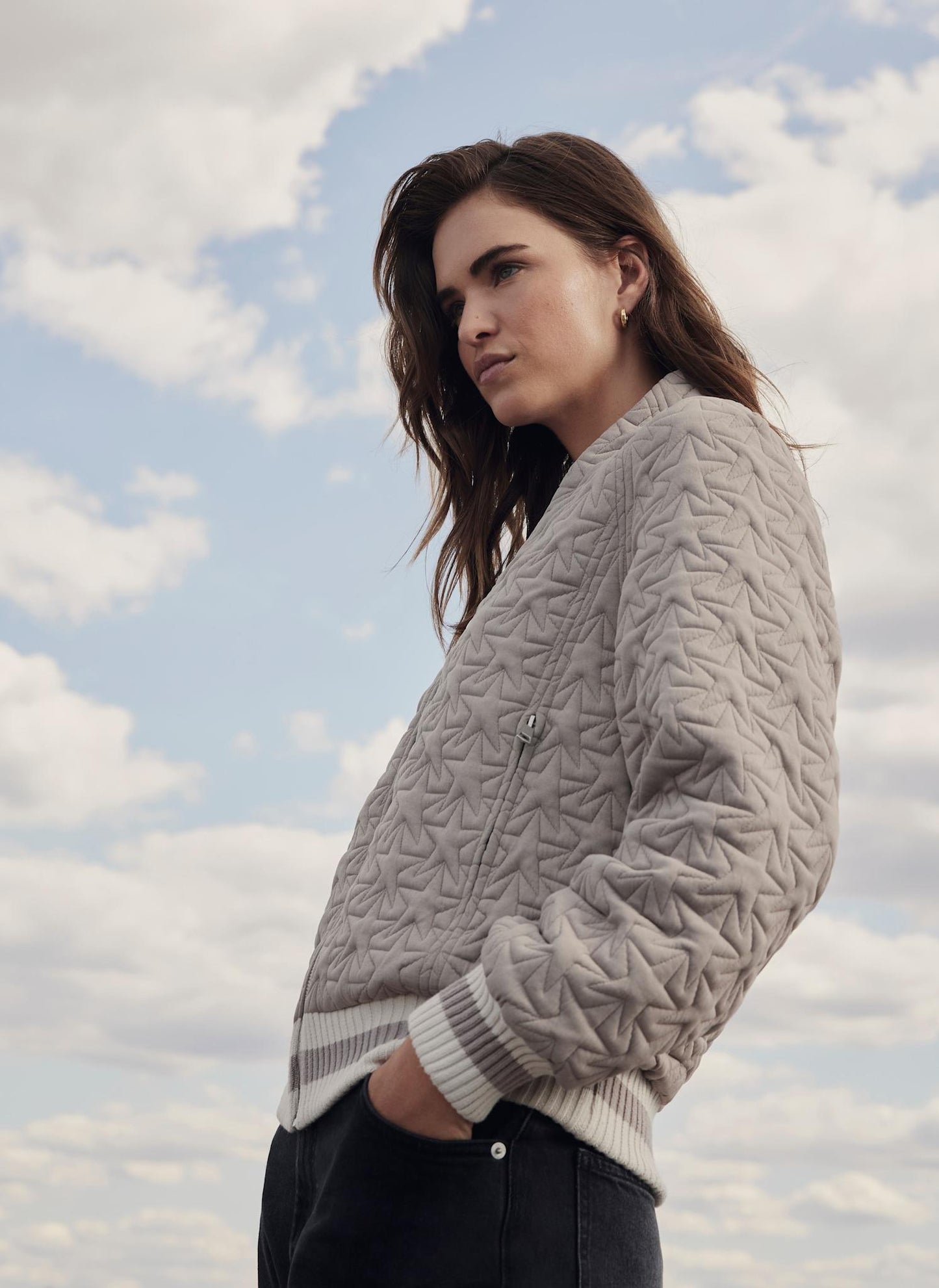 Brown Star Quilt Bomber