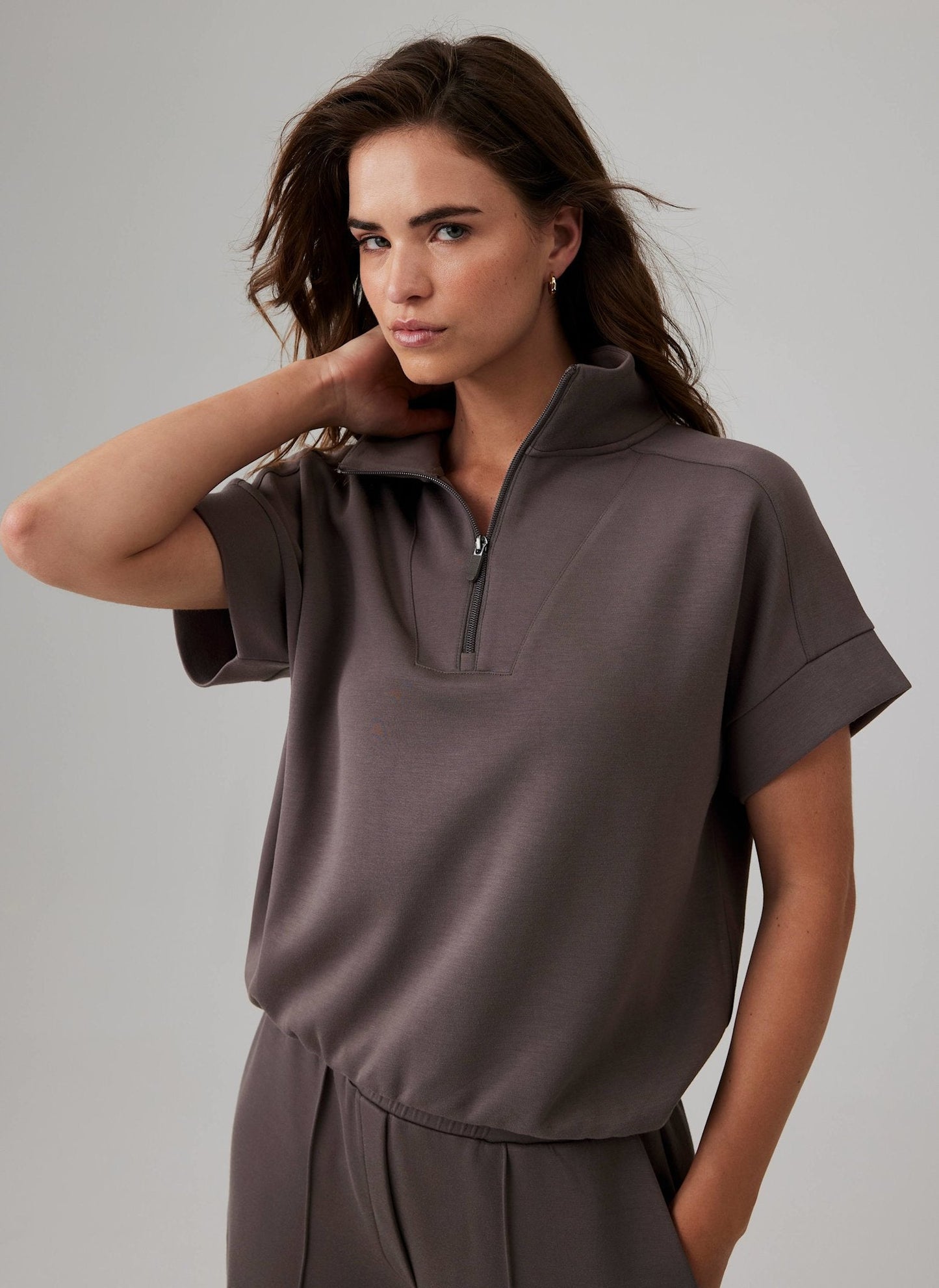 Brown Super Soft Short Sleeve Sweatshirt
