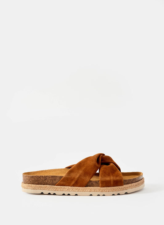 Bryony Tan Suede Flat Sandals