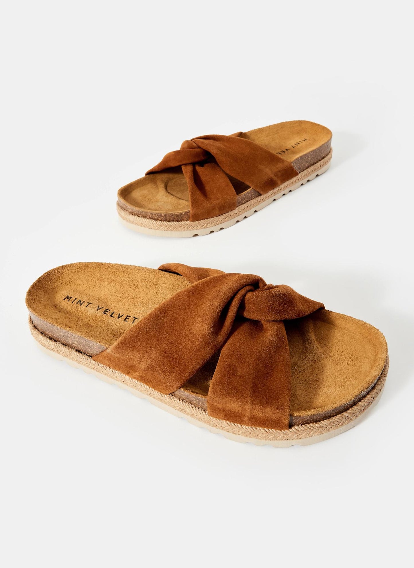 Bryony Tan Suede Flat Sandals