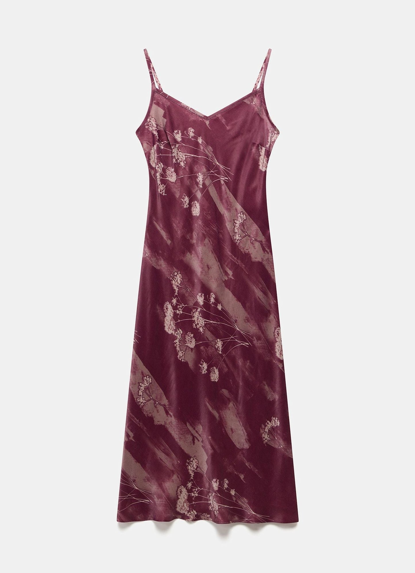 Burgundy Floral Print Slip Dress