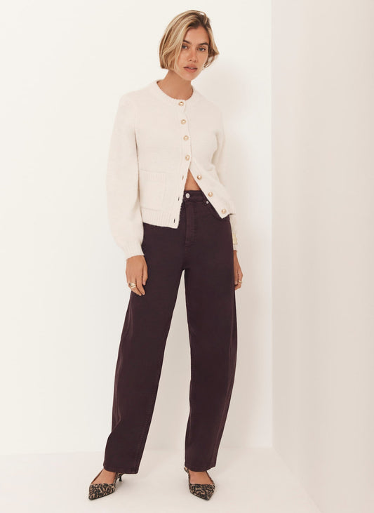 Burgundy Barrel Leg Jeans