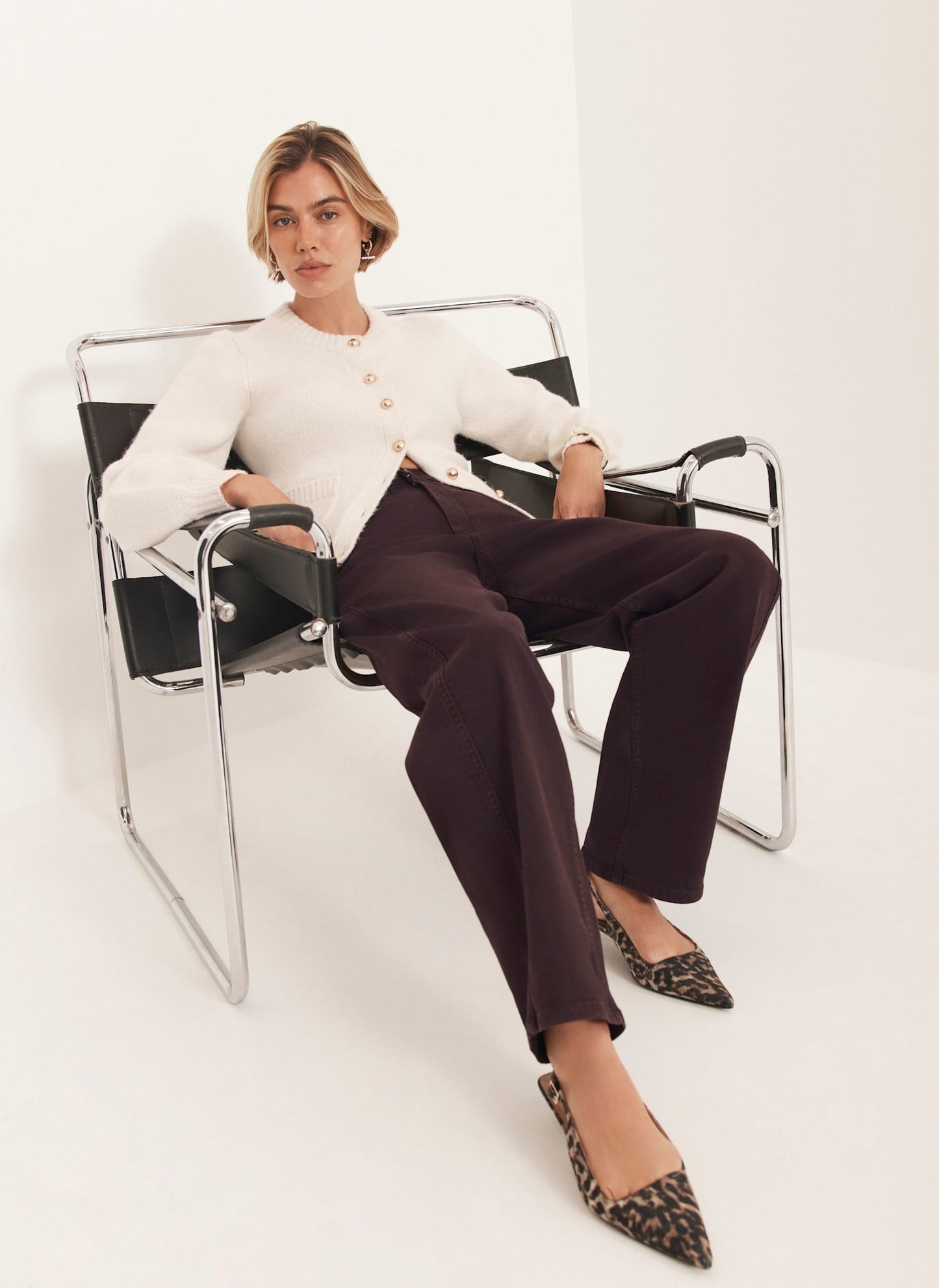 Burgundy Barrel Leg Jeans