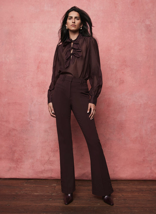 Burgundy Bootcut Trousers