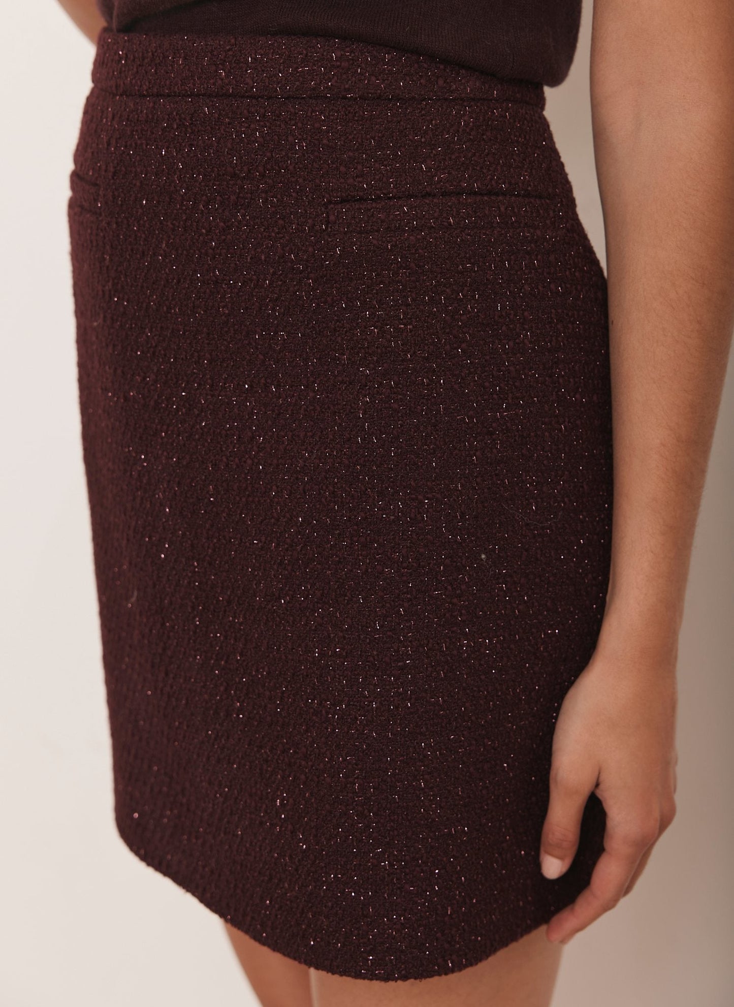 Burgundy Boucle Mini Skirt