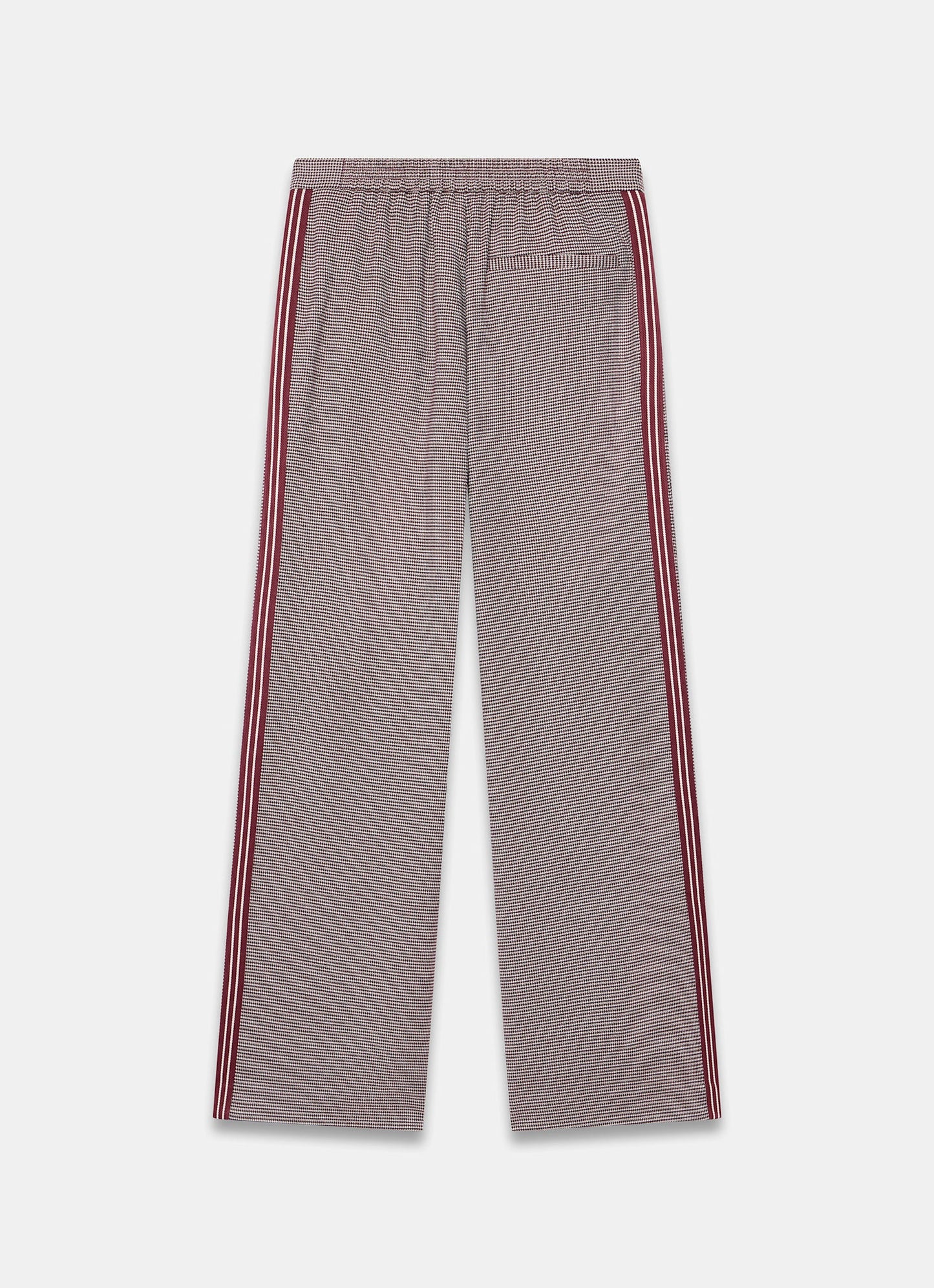 Burgundy Checked Side Stripe Wide Trousers
