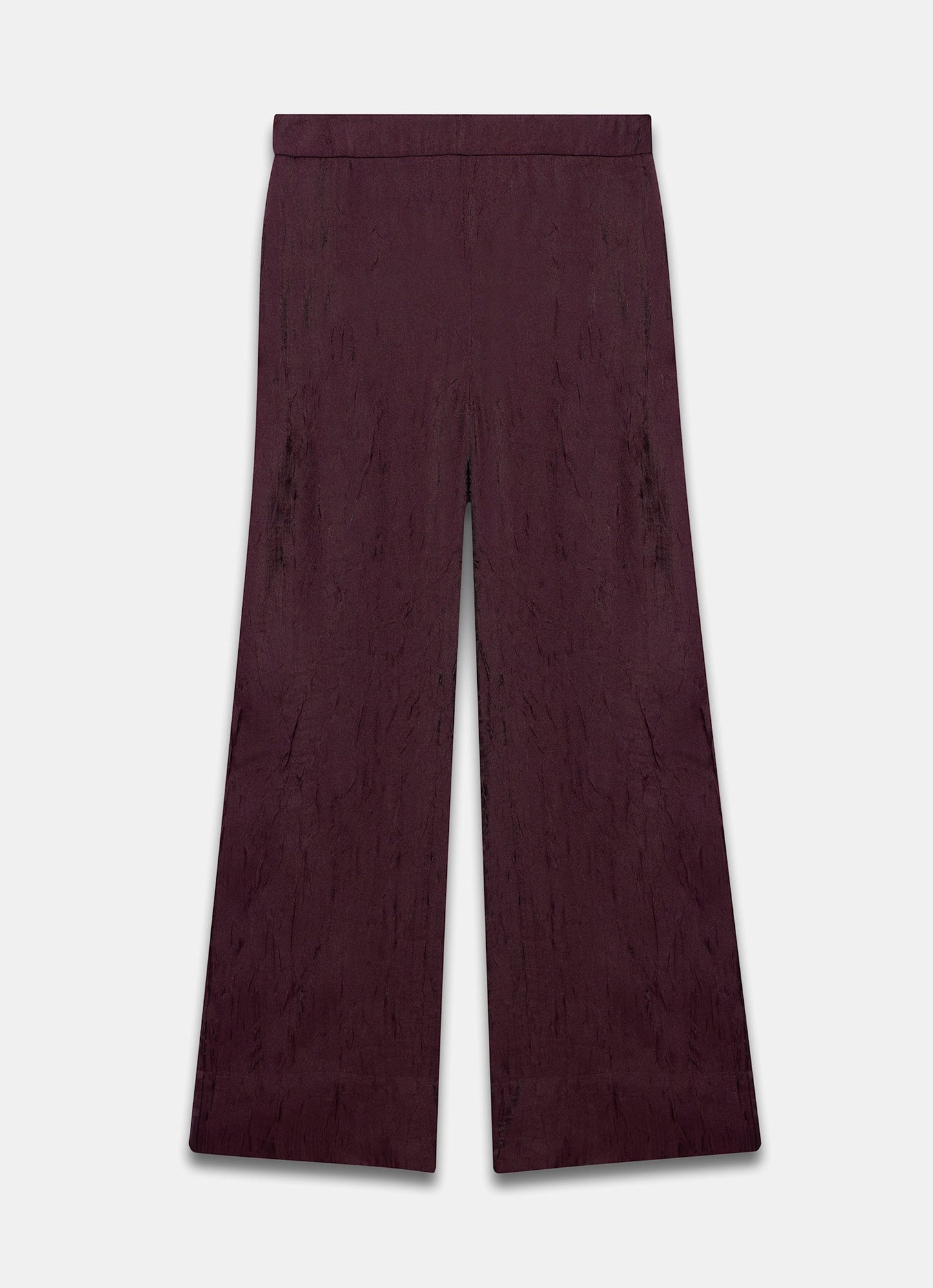 Burgundy Crinkle Textured Wide Trousers