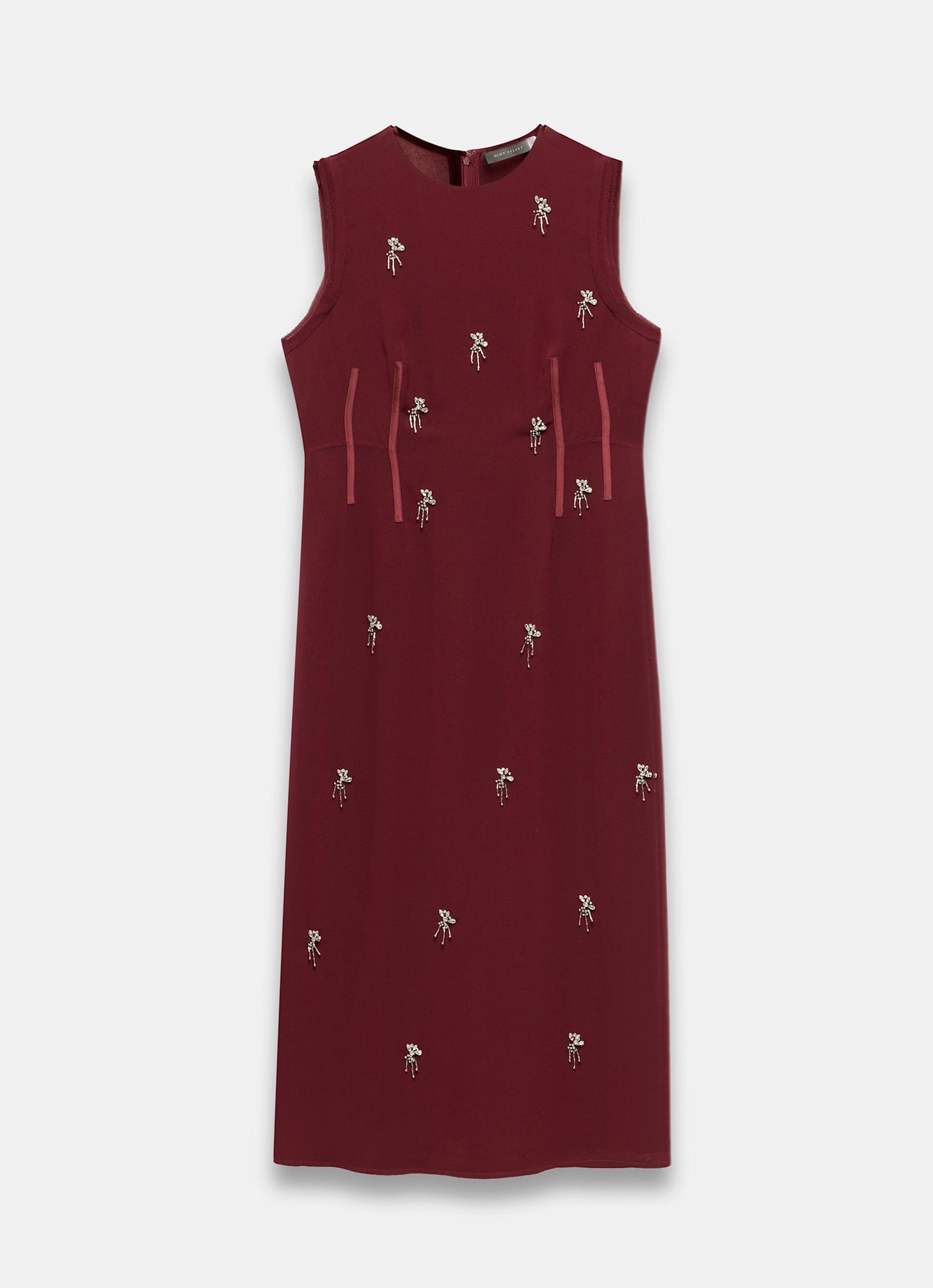 Burgundy Diamante Midi Dress