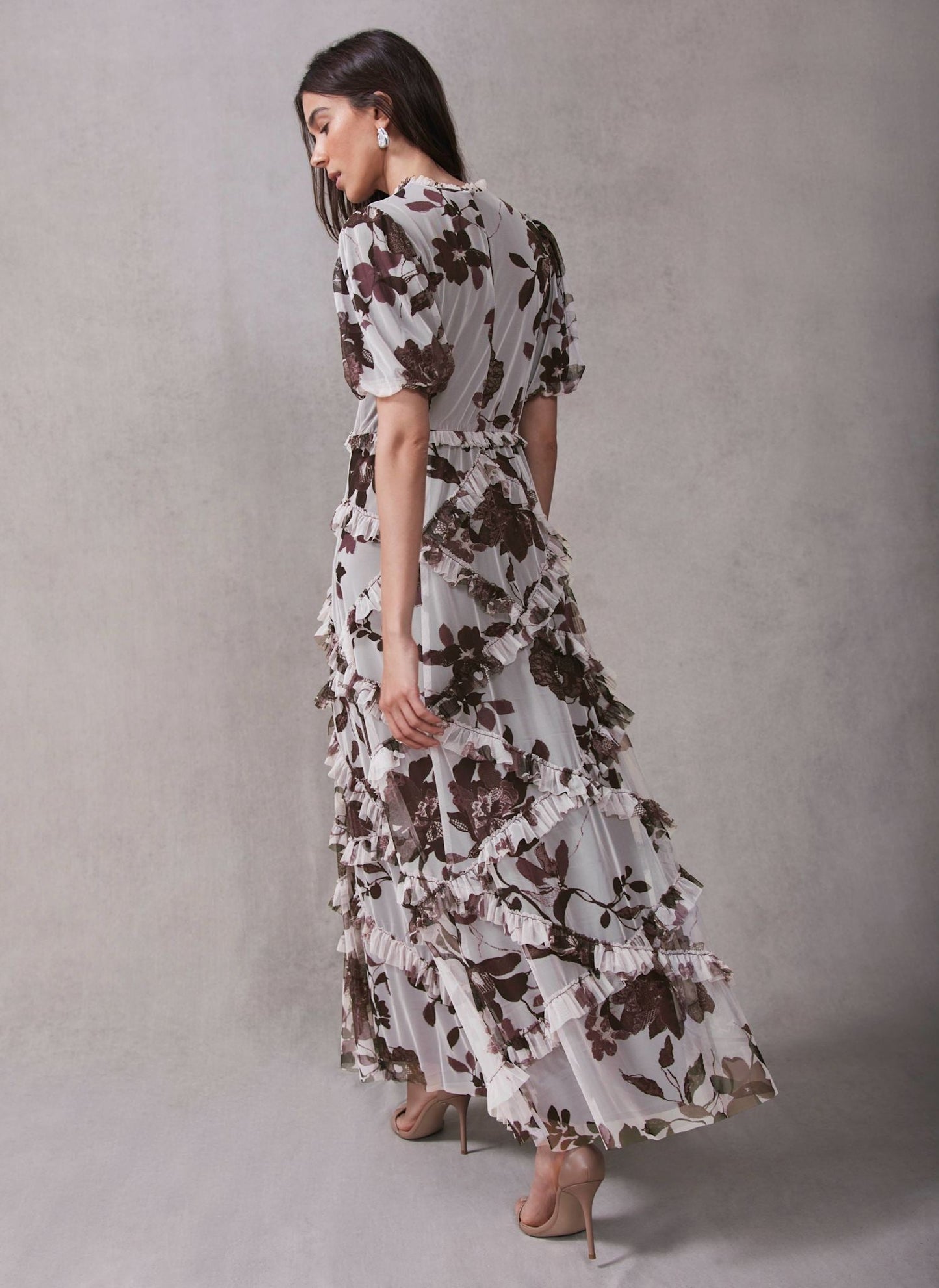 Burgundy Floral Print Maxi Dress