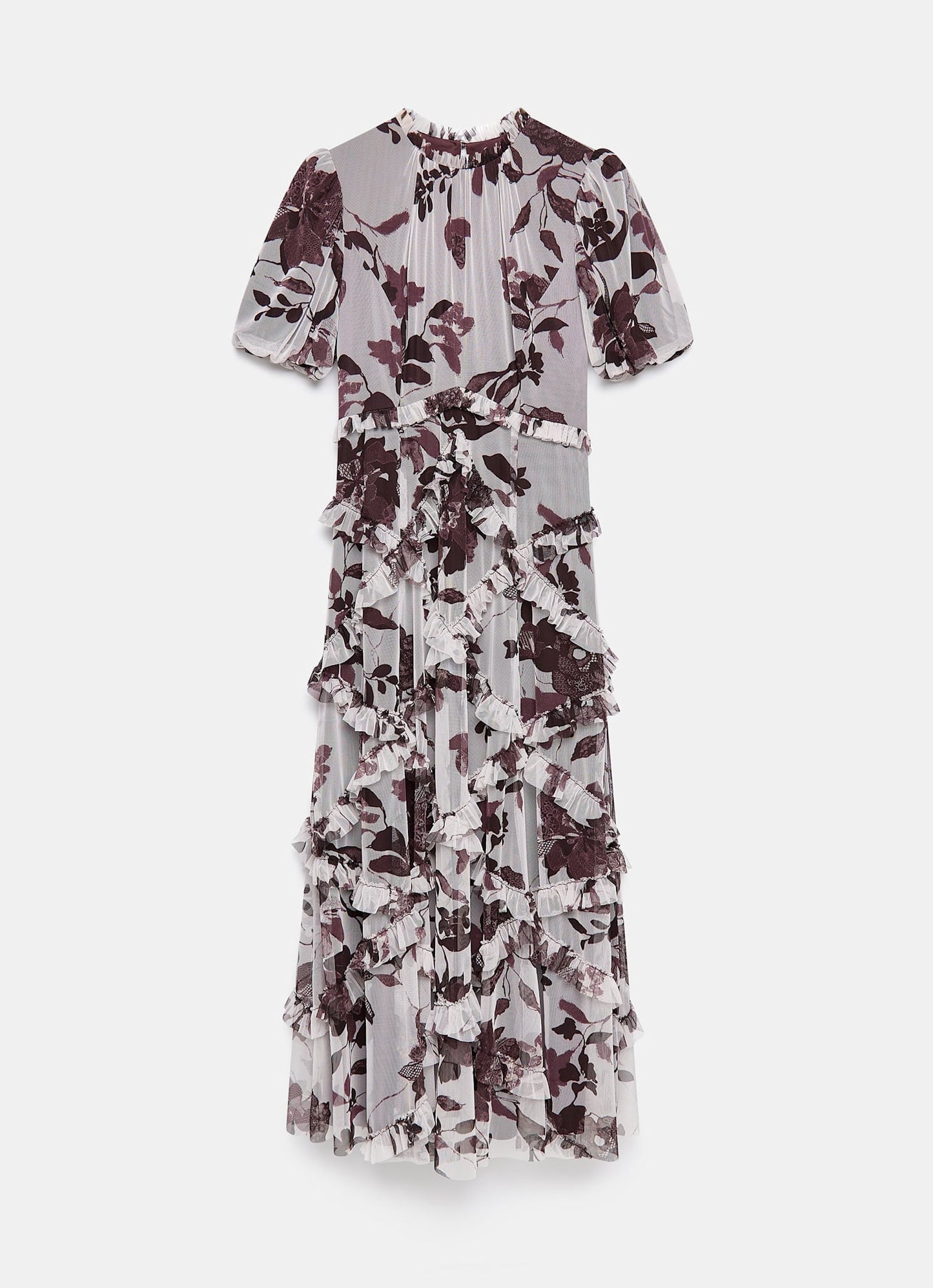 Burgundy Floral Print Maxi Dress
