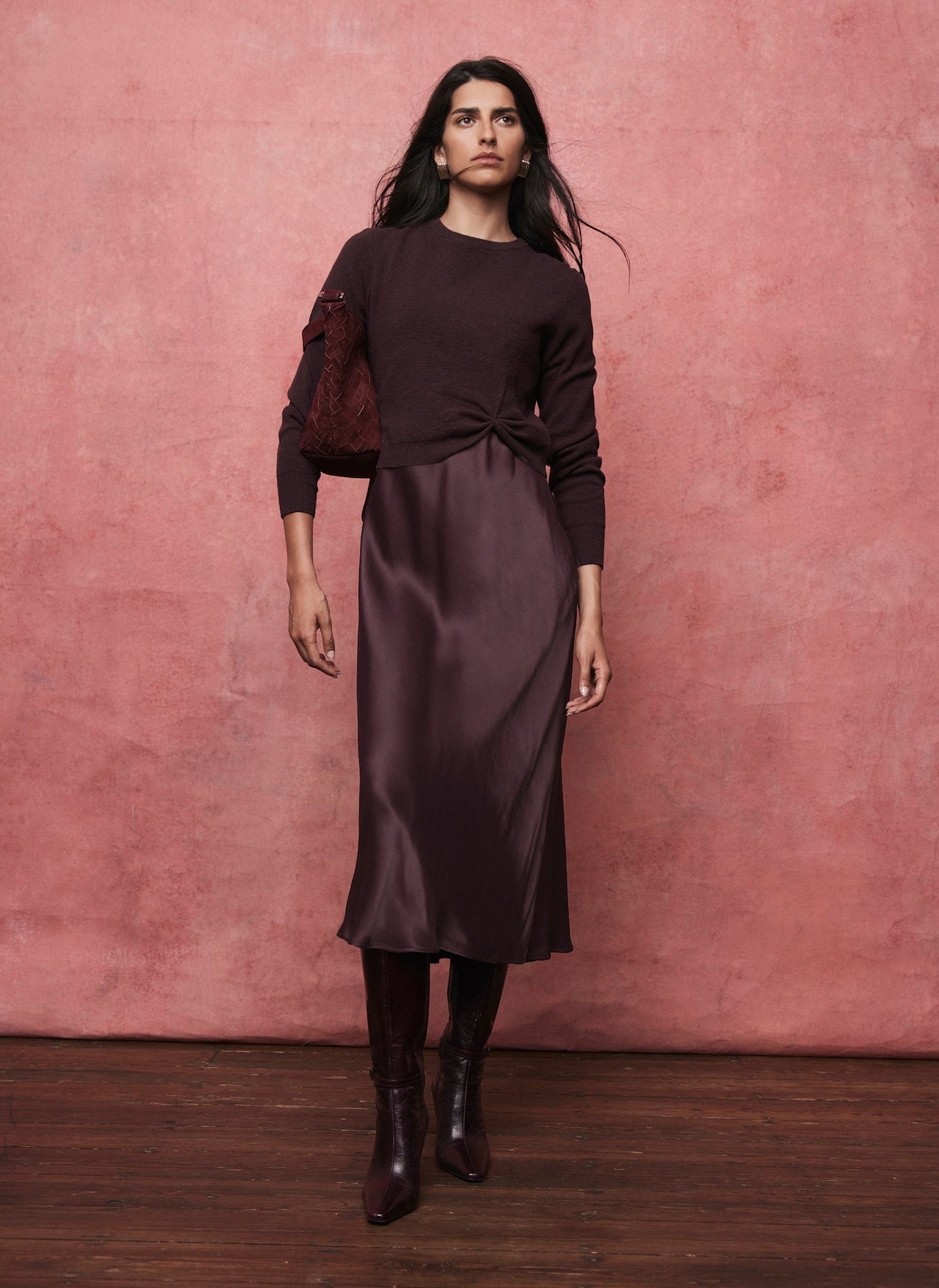 Burgundy Jumper Layered Slip Dress