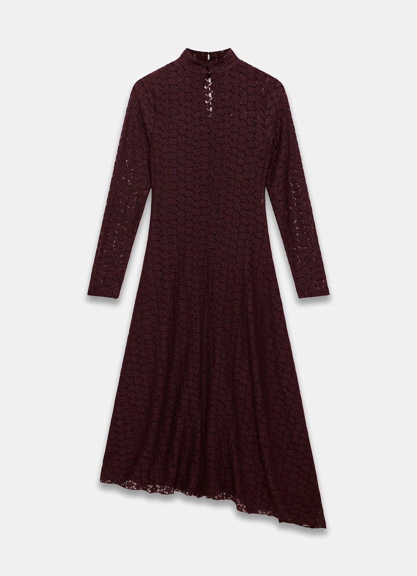 Burgundy Lace Asymmetric Dress