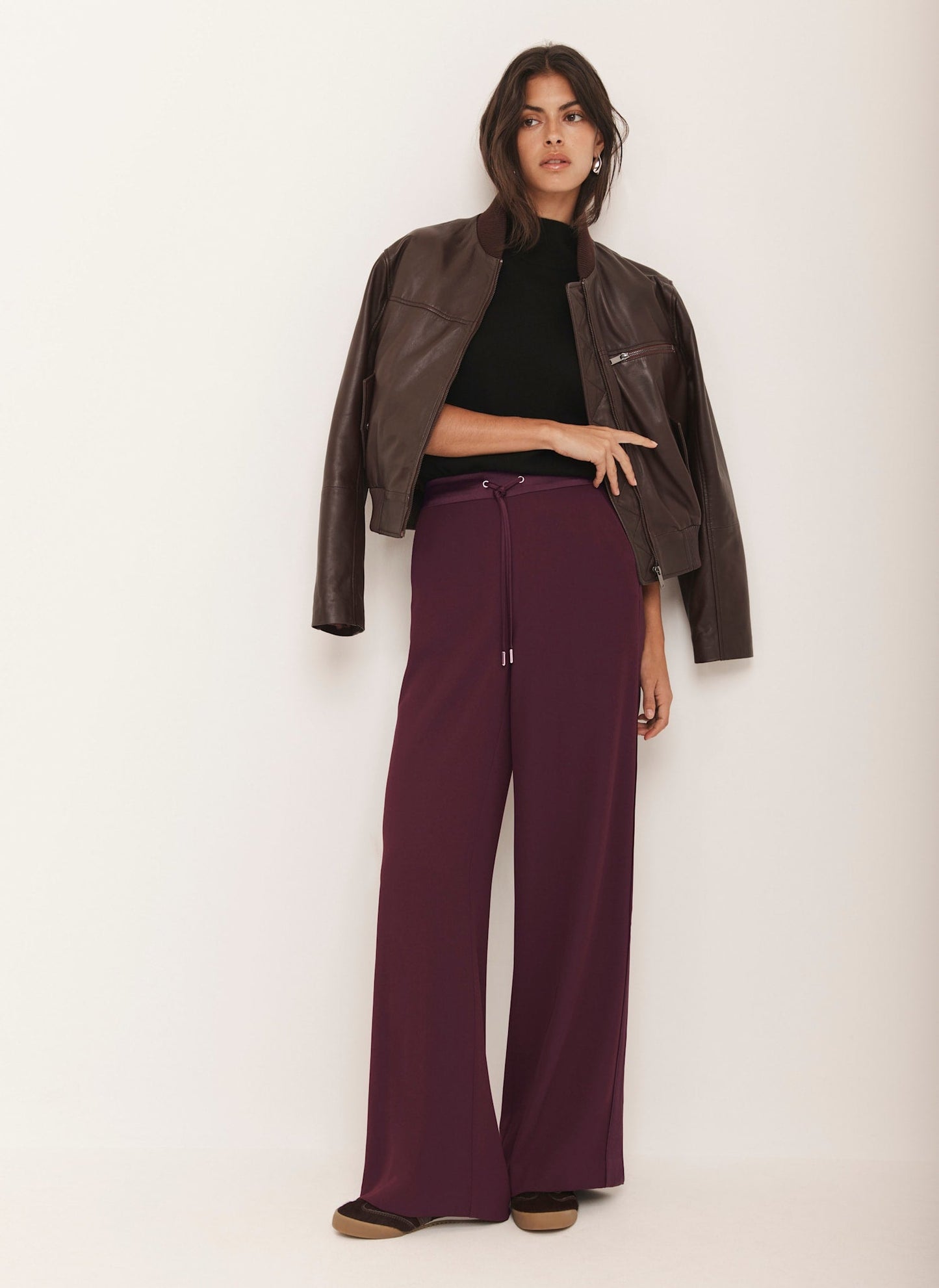 Burgundy Leather Bomber Jacket
