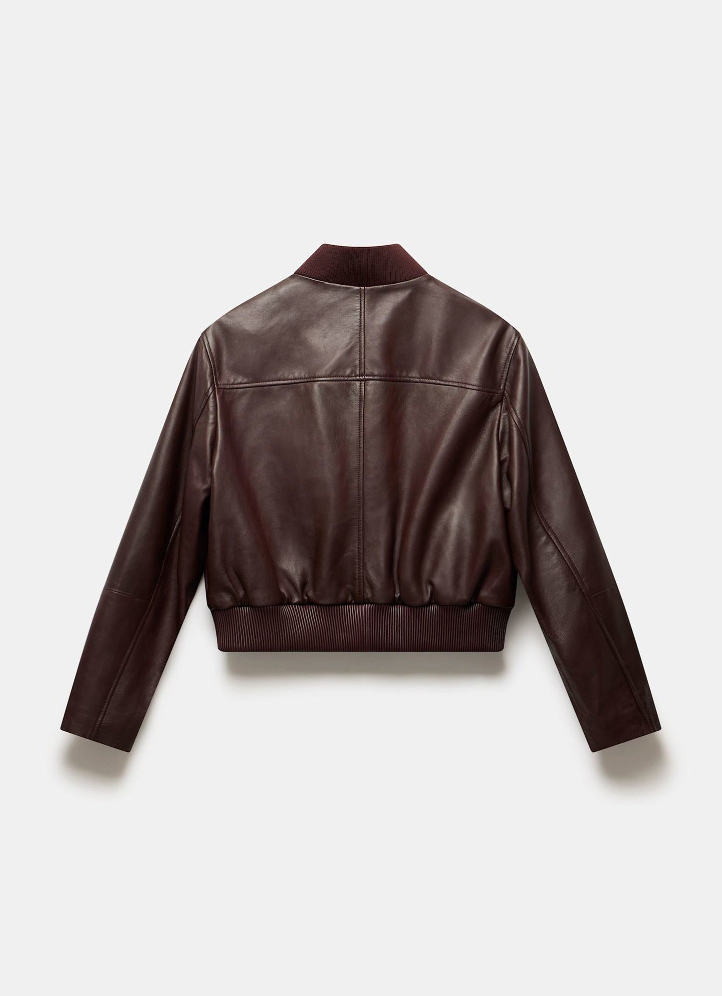 Burgundy Leather Bomber Jacket