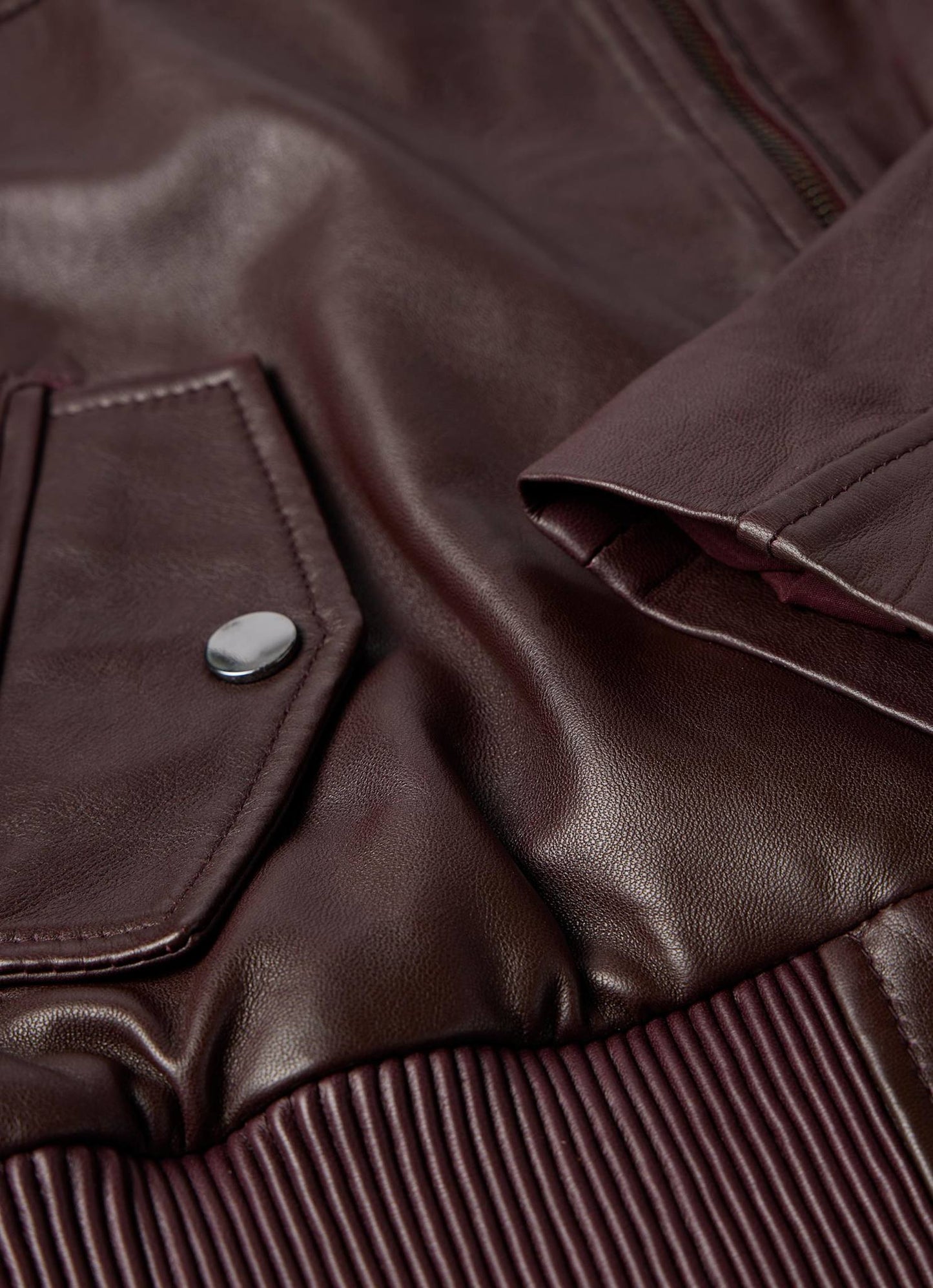 Burgundy Leather Bomber Jacket