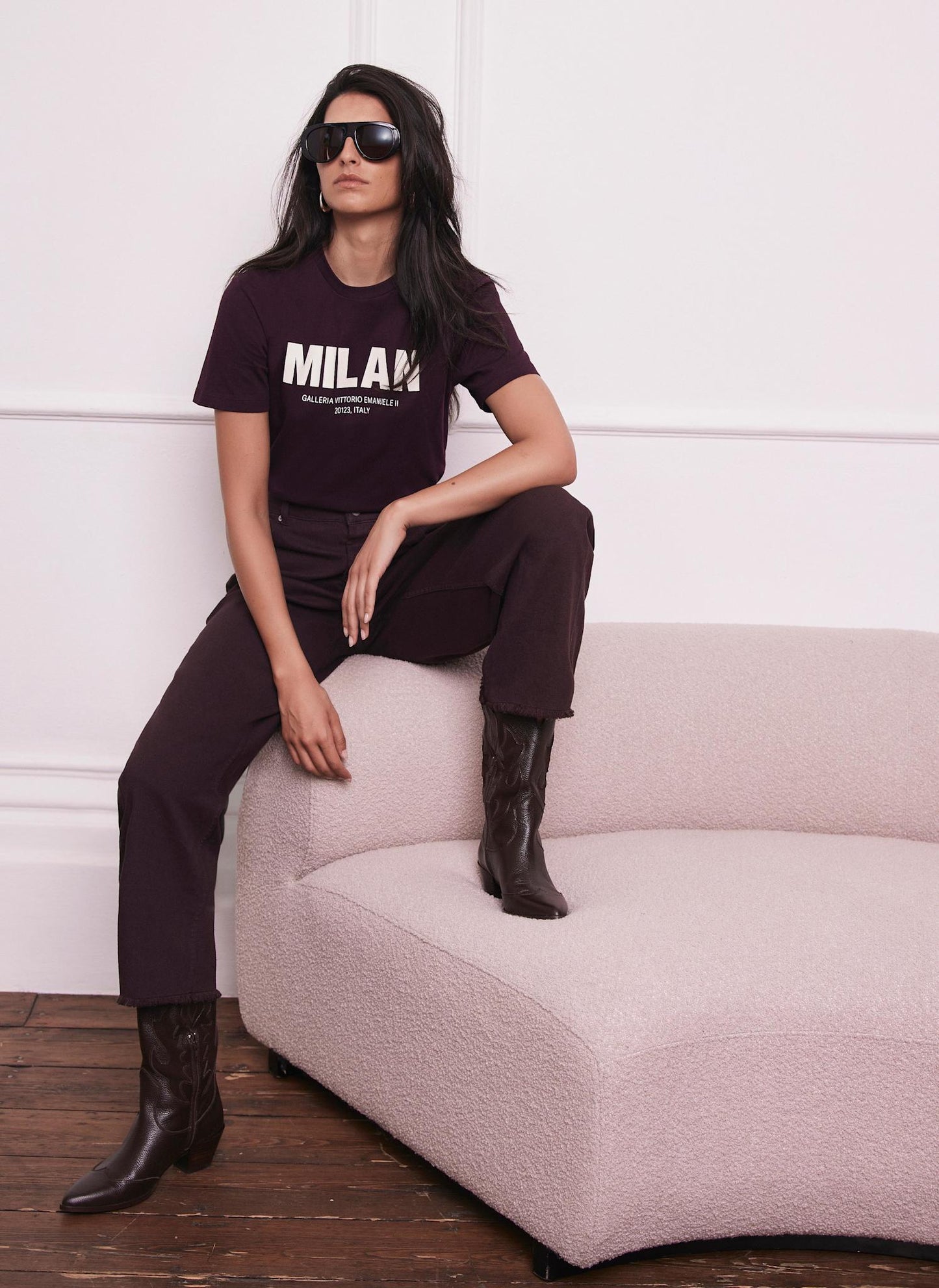 Burgundy Cotton Milan Graphic T-Shirt