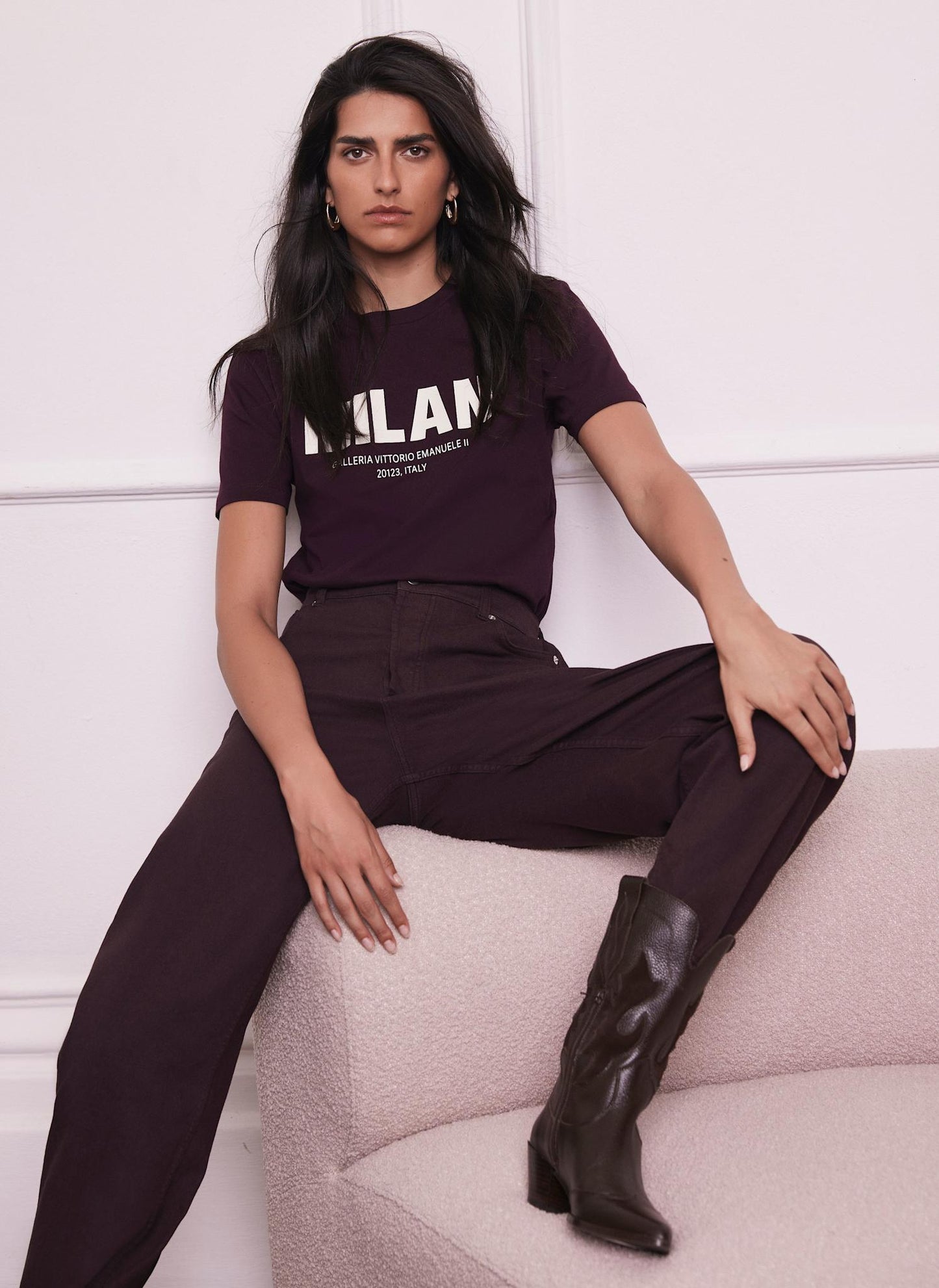 Burgundy Cotton Milan Graphic T-Shirt