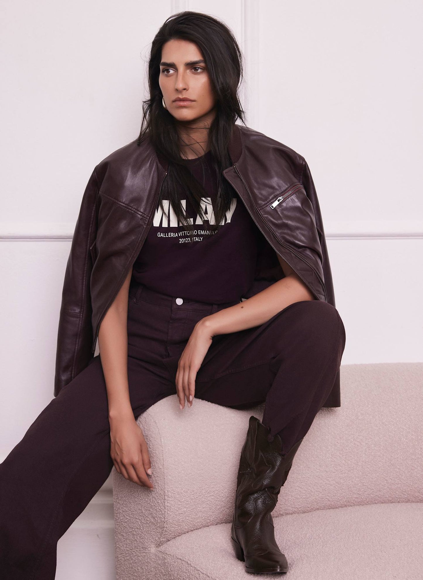 Burgundy Cotton Milan Graphic T-Shirt
