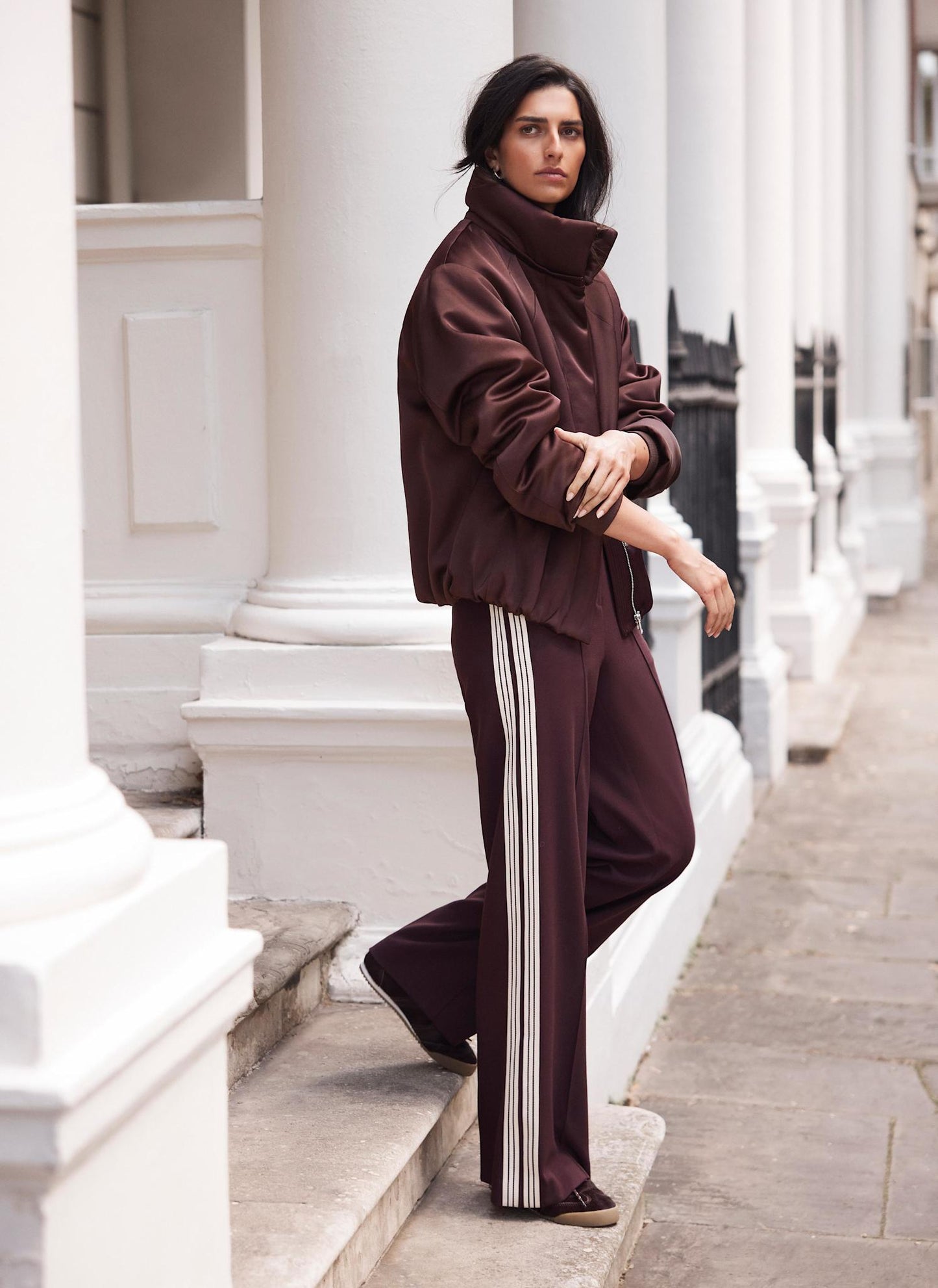 Burgundy Satin Bomber Jacket