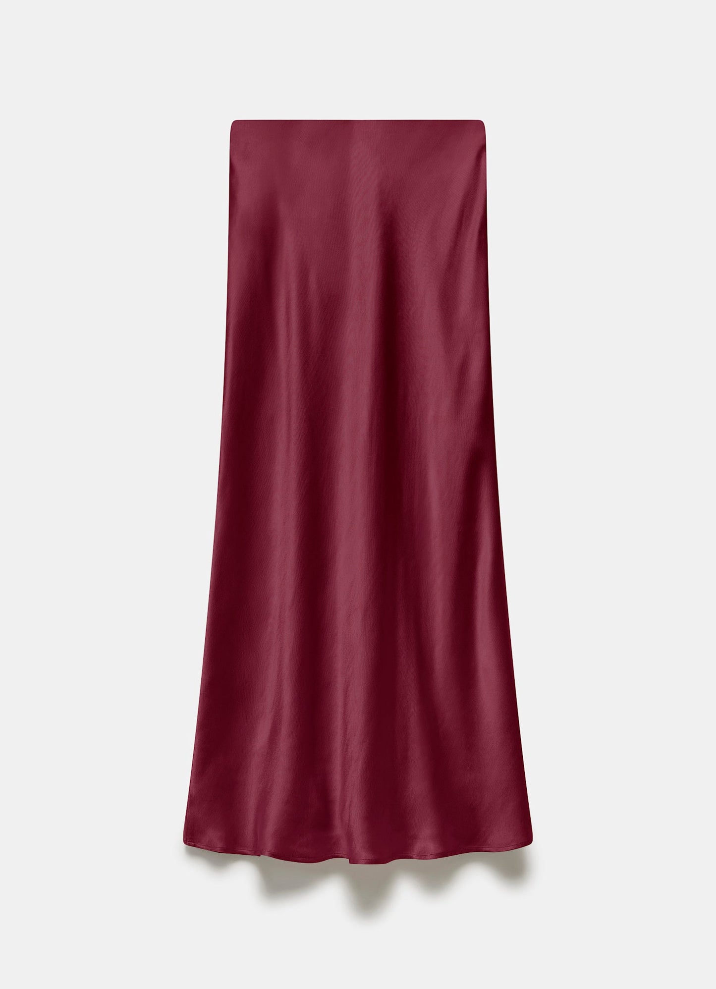 Burgundy Satin Slip Midi Skirt
